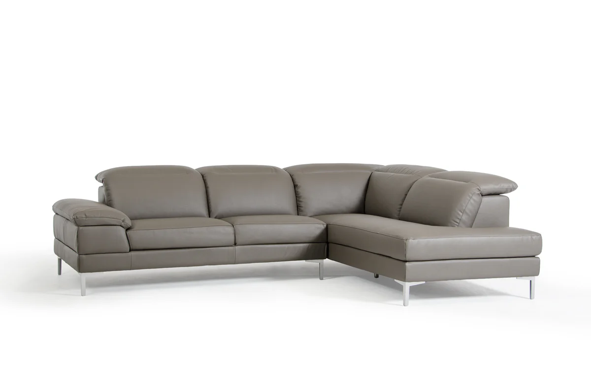 48' Grey Eco Leather Wood Steel and Foam Sectional Sofa By Homeroots