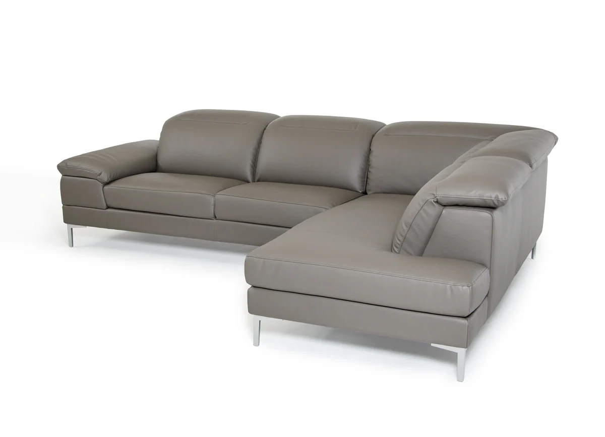 48' Grey Eco Leather Wood Steel and Foam Sectional Sofa By Homeroots - Image 2