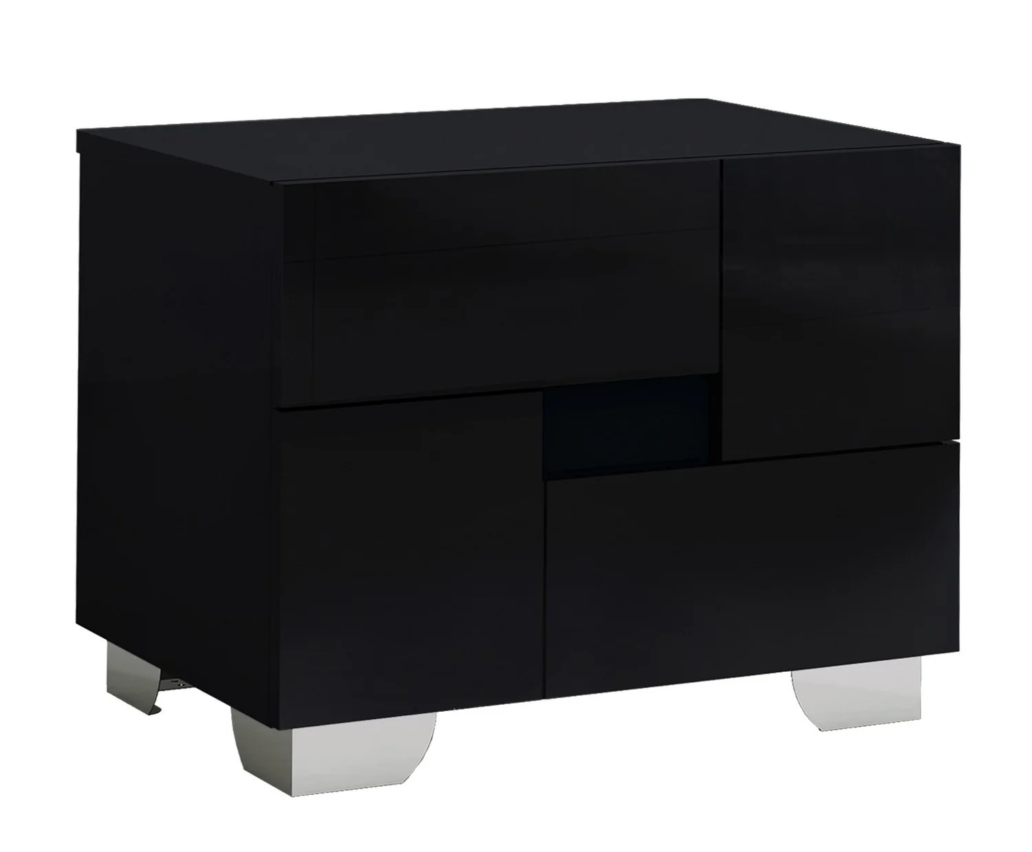 4Pc Eastern King Modern Black High Gloss Bedroom Set By Homeroots - Image 4