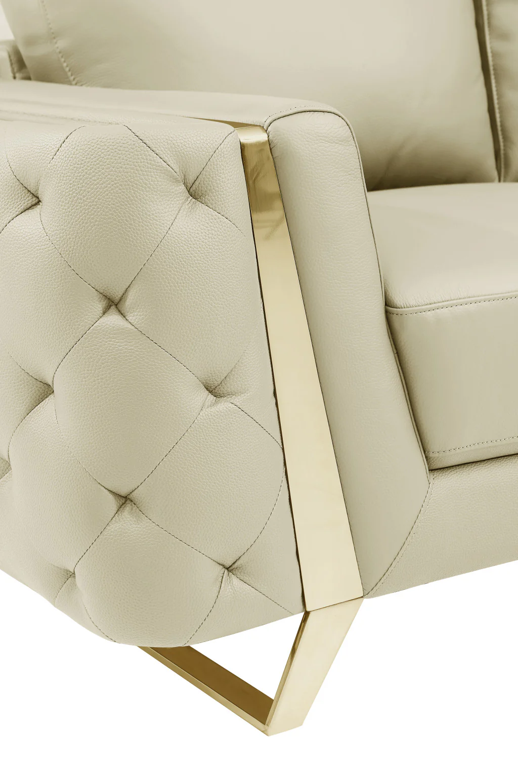 50" Beige and Silver Faux Leather Tufted Arm Chair By Homeroots - Image 8