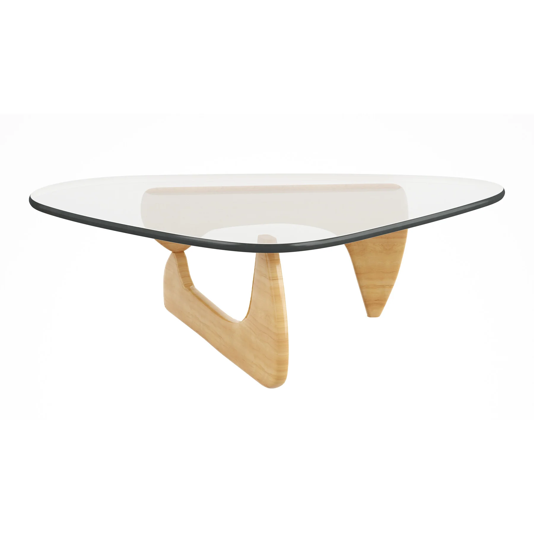 50" Natural And Clear Glass Triangle Coffee Table By Homeroots - Image 3