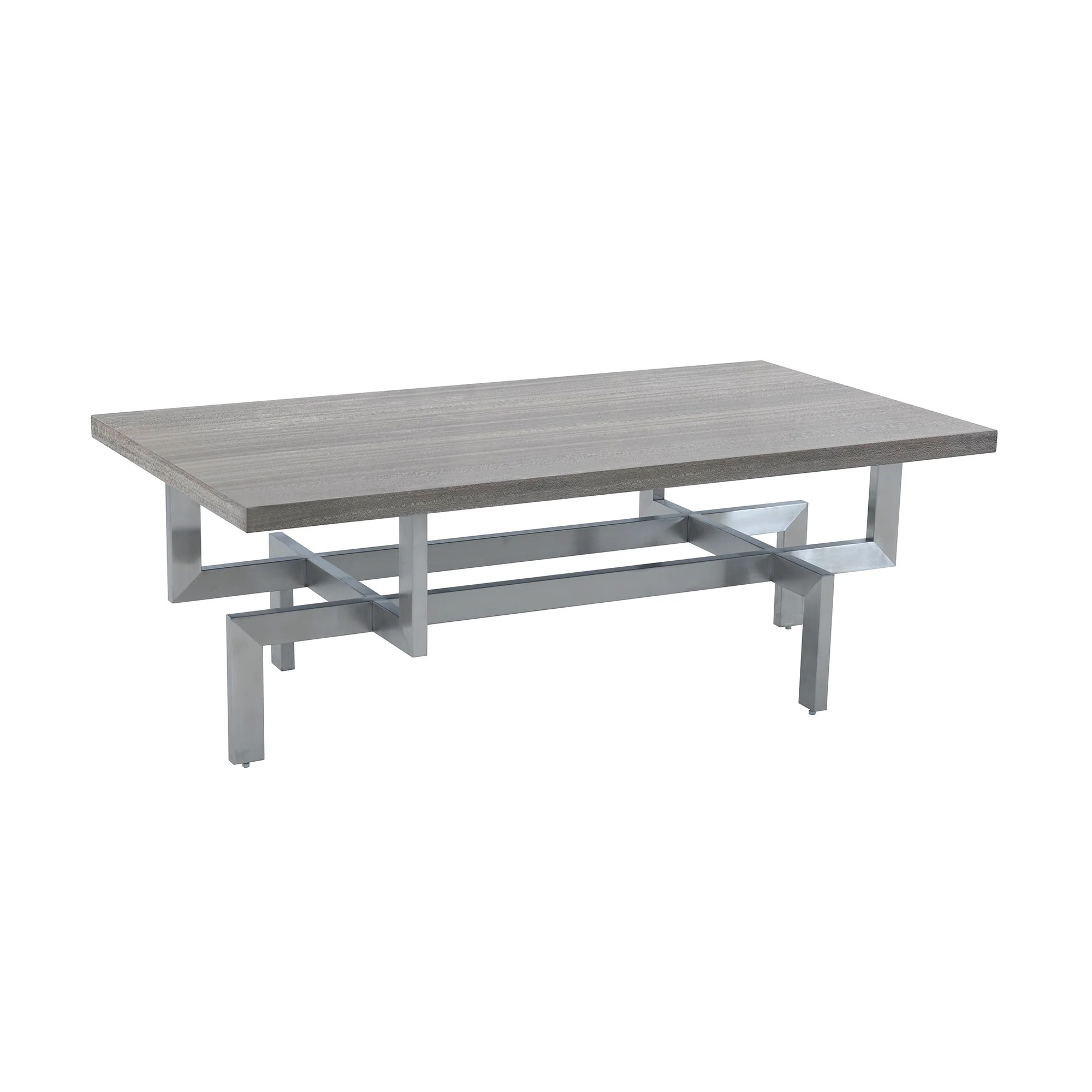 51" Grey And Silver Rectangular Coffee Table By Homeroots