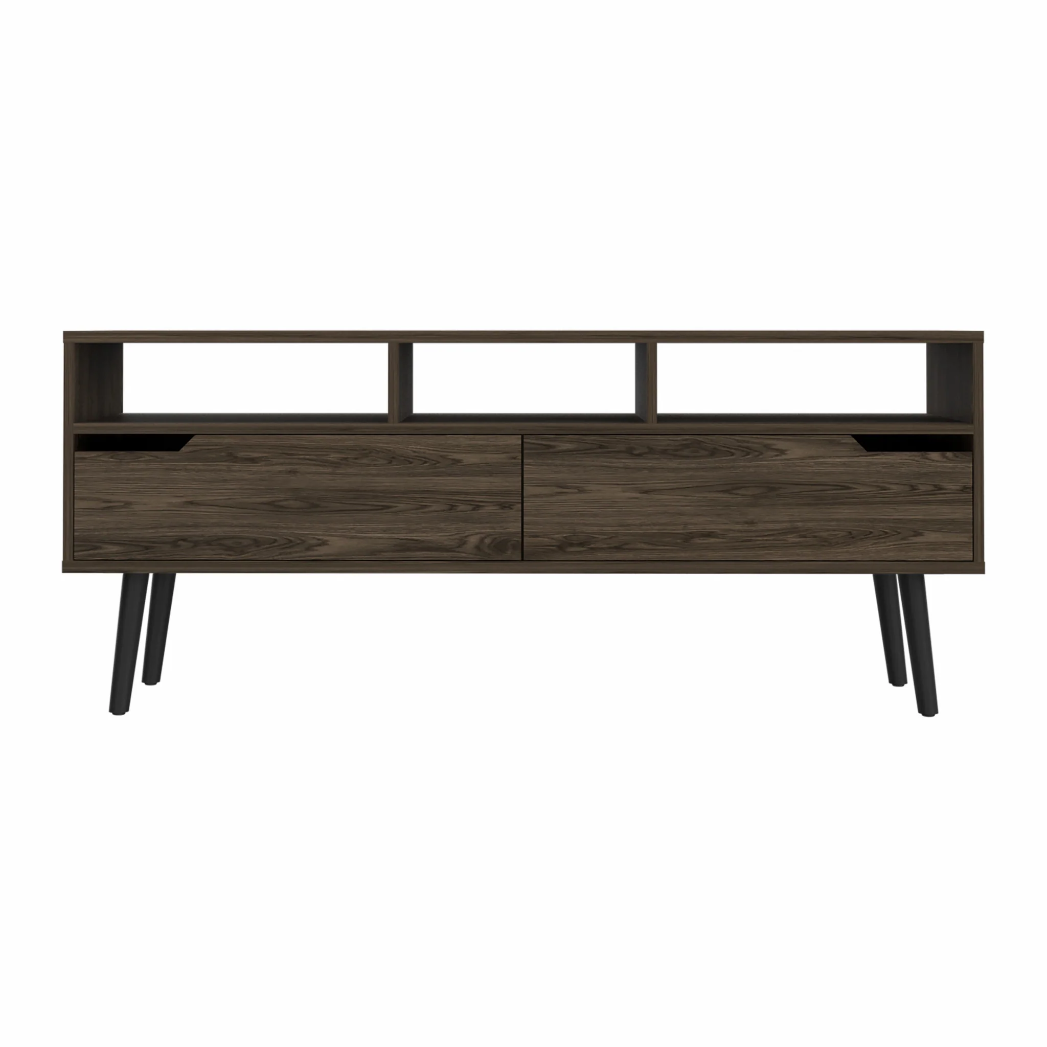 54" Dark Walnut Manufactured Wood Open Shelving TV Stand By Homeroots