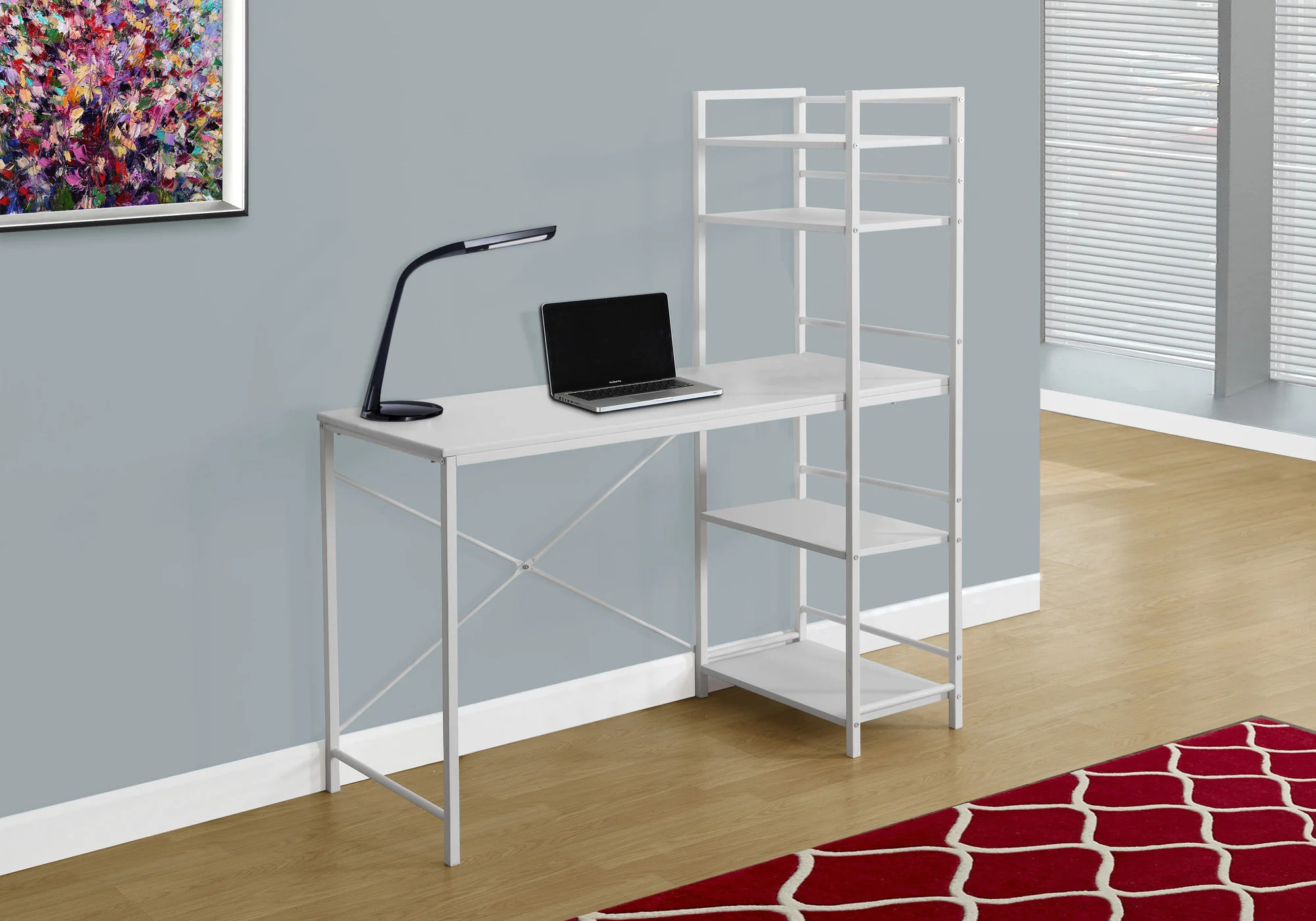 55" MDF and White Metal Computer Desk By Homeroots