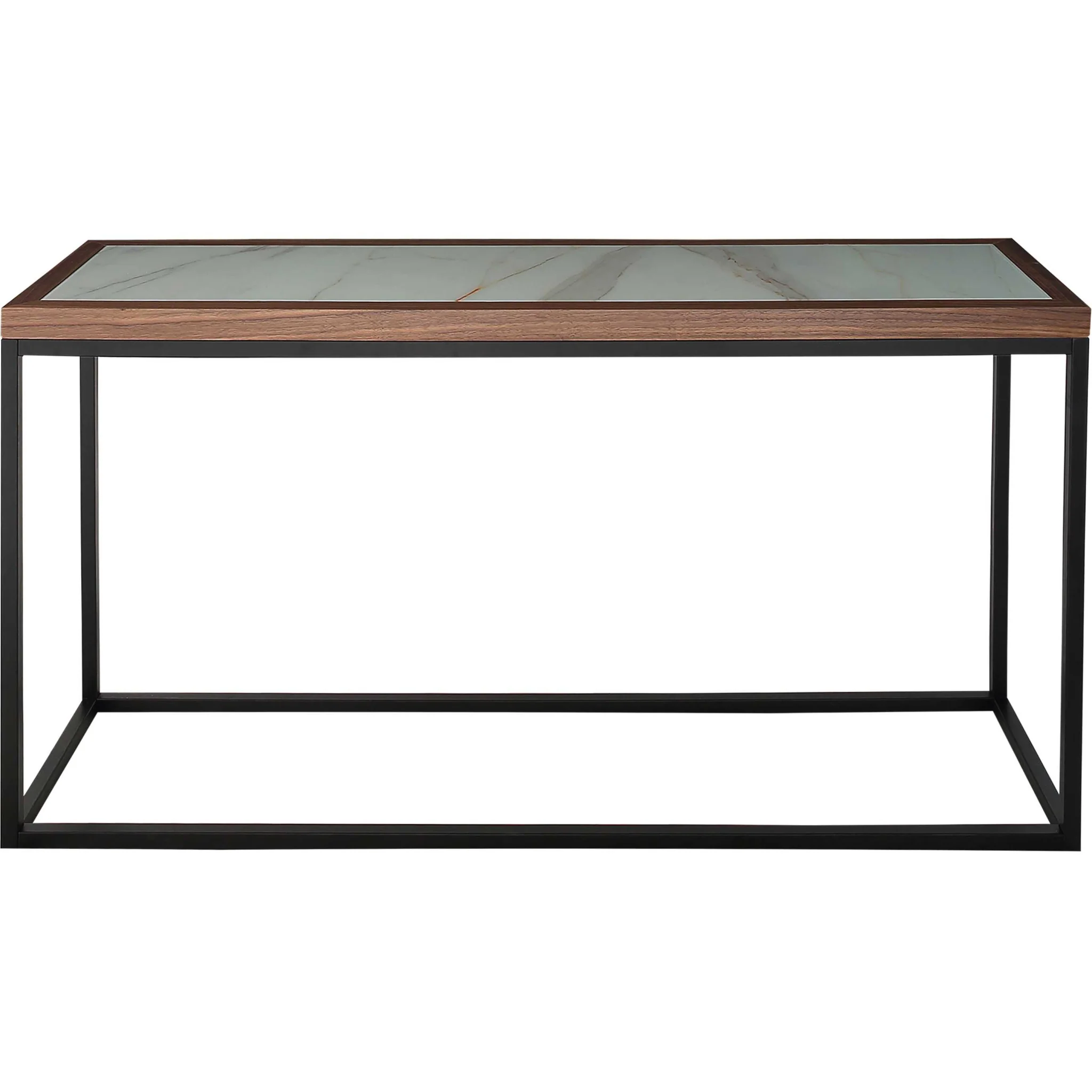 59" Brown and White and Black Glass Frame Console Table By Homeroots