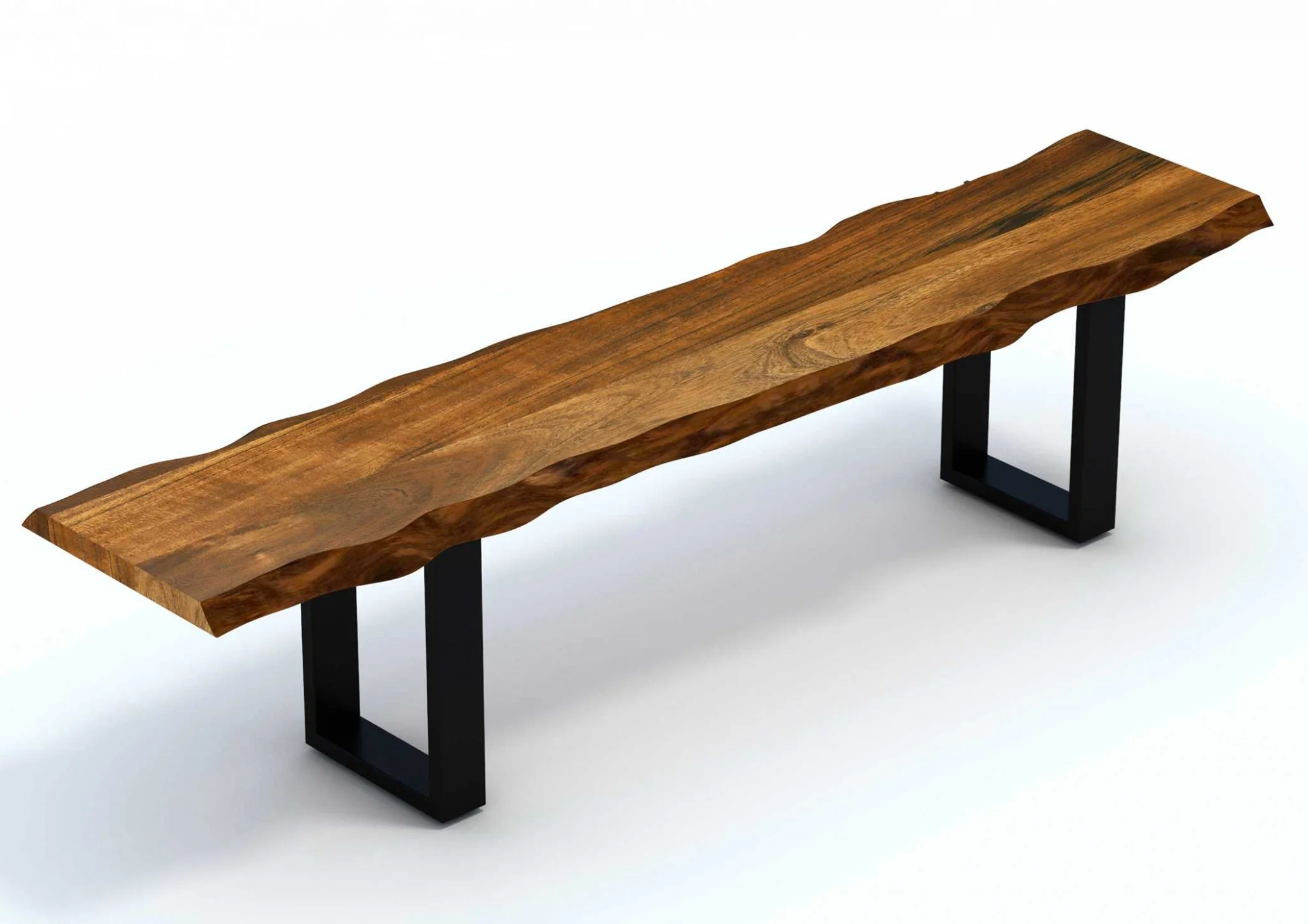 63" Live Edge Acacia Wood Bench with Black Metal Legs By Homeroots