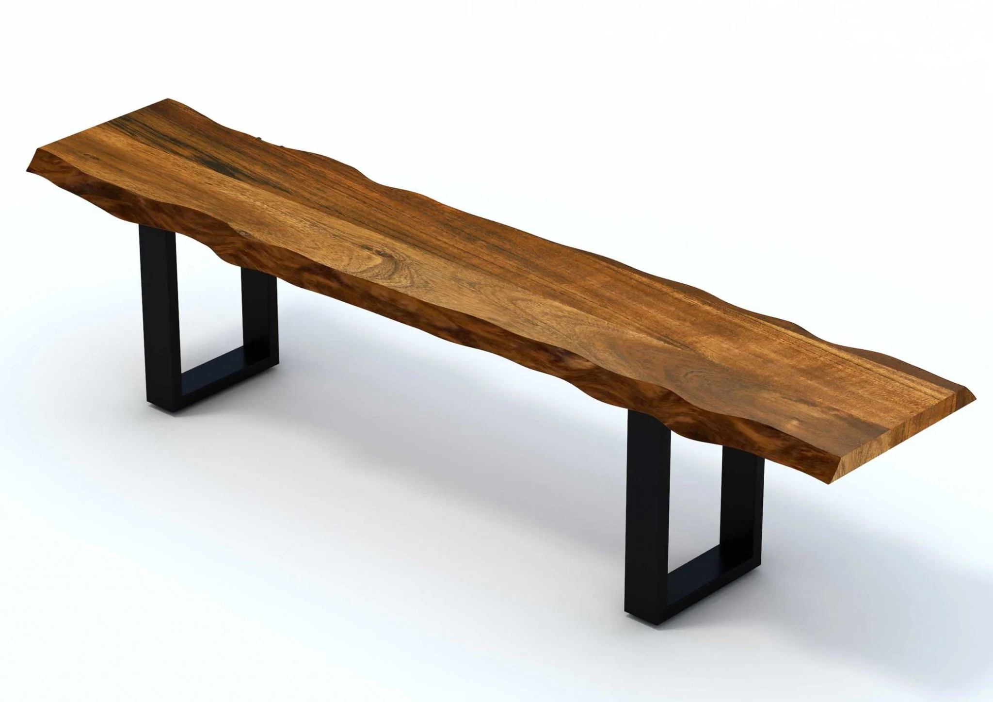 63" Live Edge Acacia Wood Bench with Black Metal Legs By Homeroots - Image 2