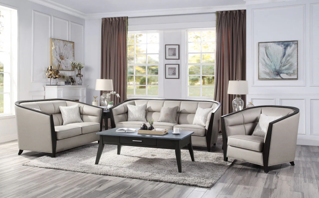 64" Beige Black Love Seat By Homeroots - Image 6