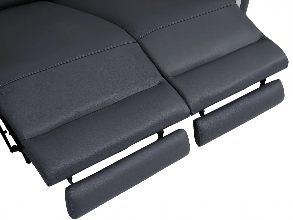65" Beige Italian Leather with Chrome Accents Reclining Love Seat By Homeroots - Image 9