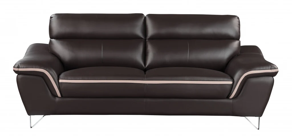 69'" X 36" X 40'" Modern Brown Leather Sofa And Loveseat By Homeroots - Image 3