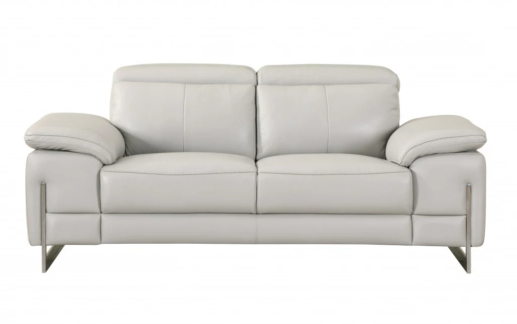 71'" X 42'" X 31'" Modern Light Gray Leather Sofa And Loveseat By Homeroots - Image 2