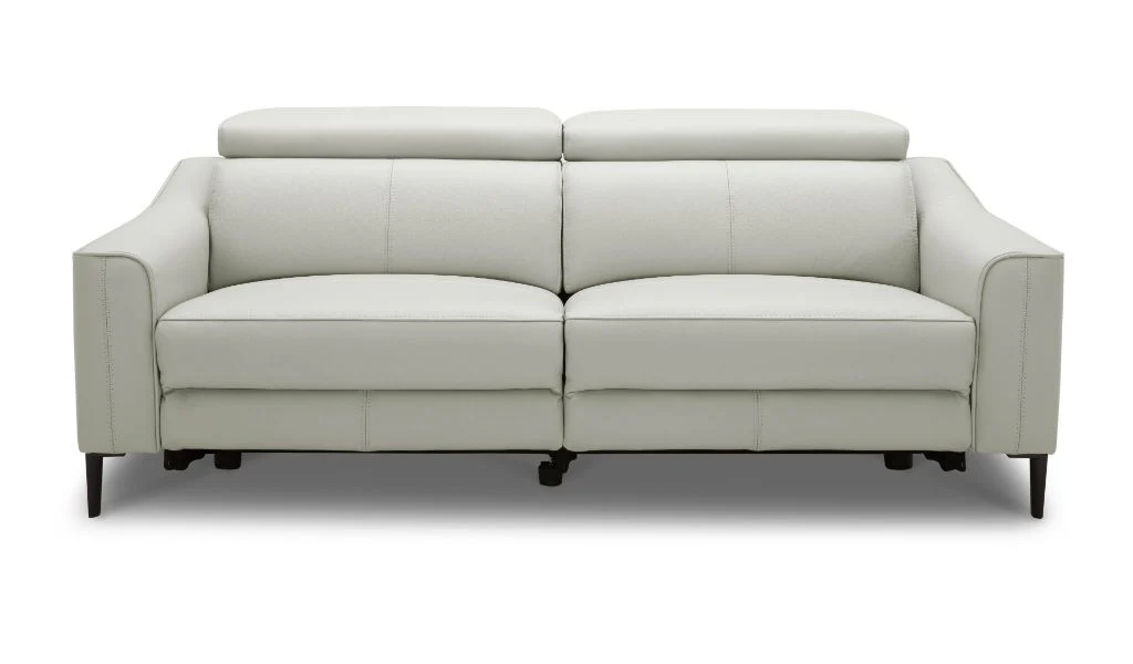74" Grey Genuine Leather and Black Reclining Sofa By Homeroots