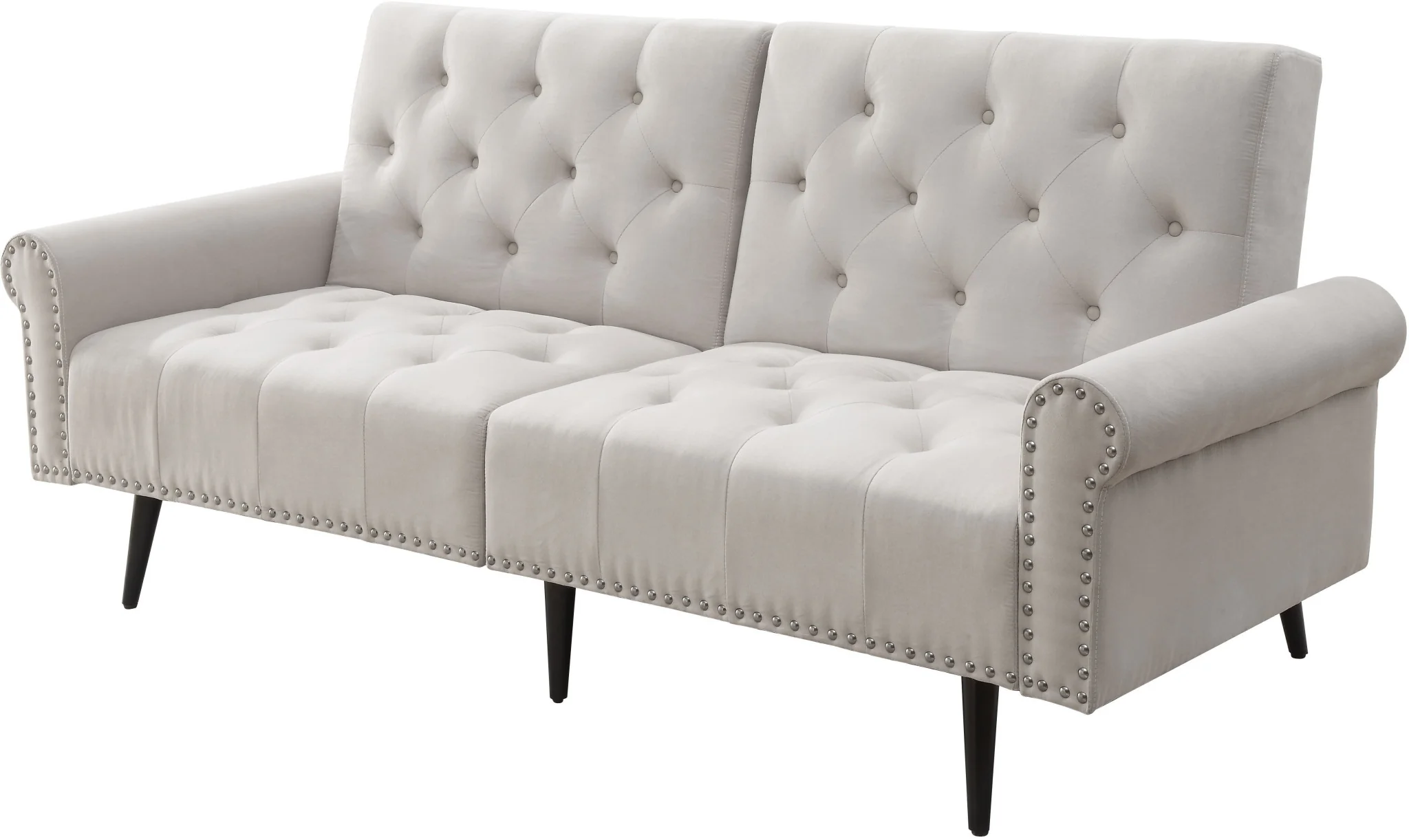 82" Beige Velvet And Black Sofa By Homeroots