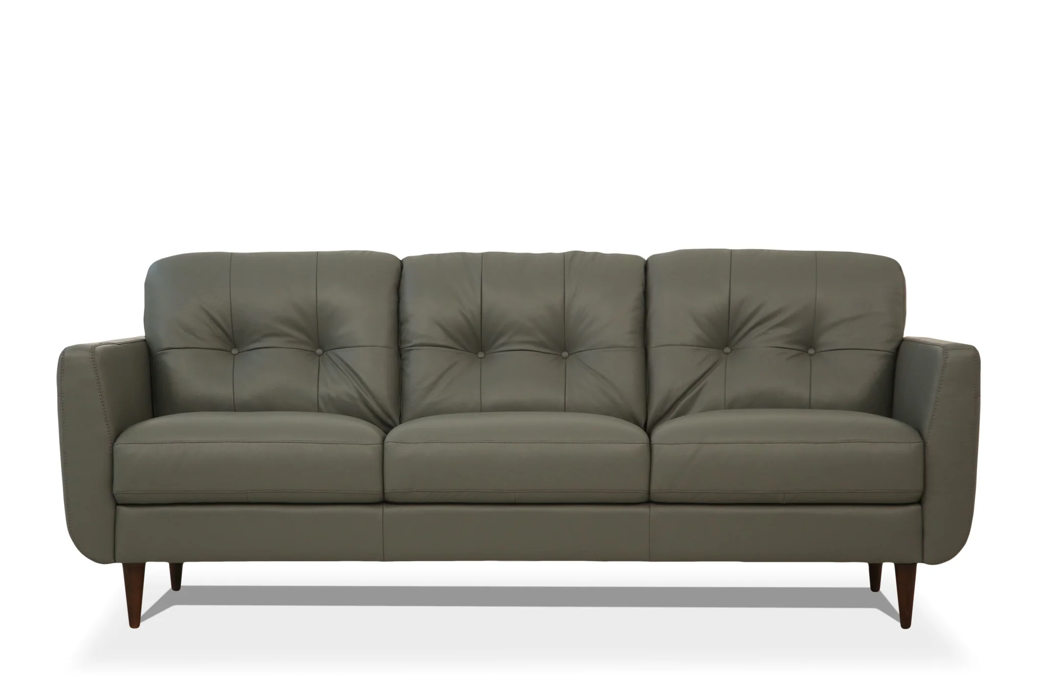 83" Green Leather And Black Sofa By Homeroots