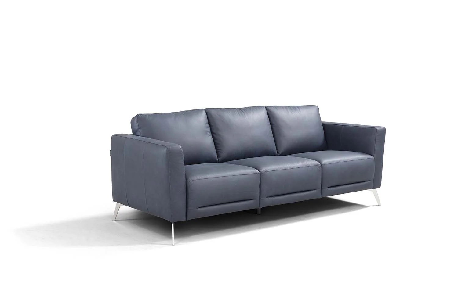 85" Blue Leather And Black Sofa By Homeroots