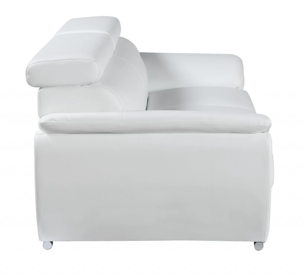 86" Captivating White Leather Sofa By Homeroots - Image 4