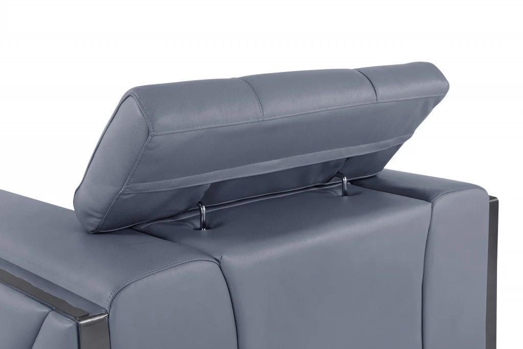 89" Black and Chrome Genuine Leather Standard Sofa By Homeroots - Image 20