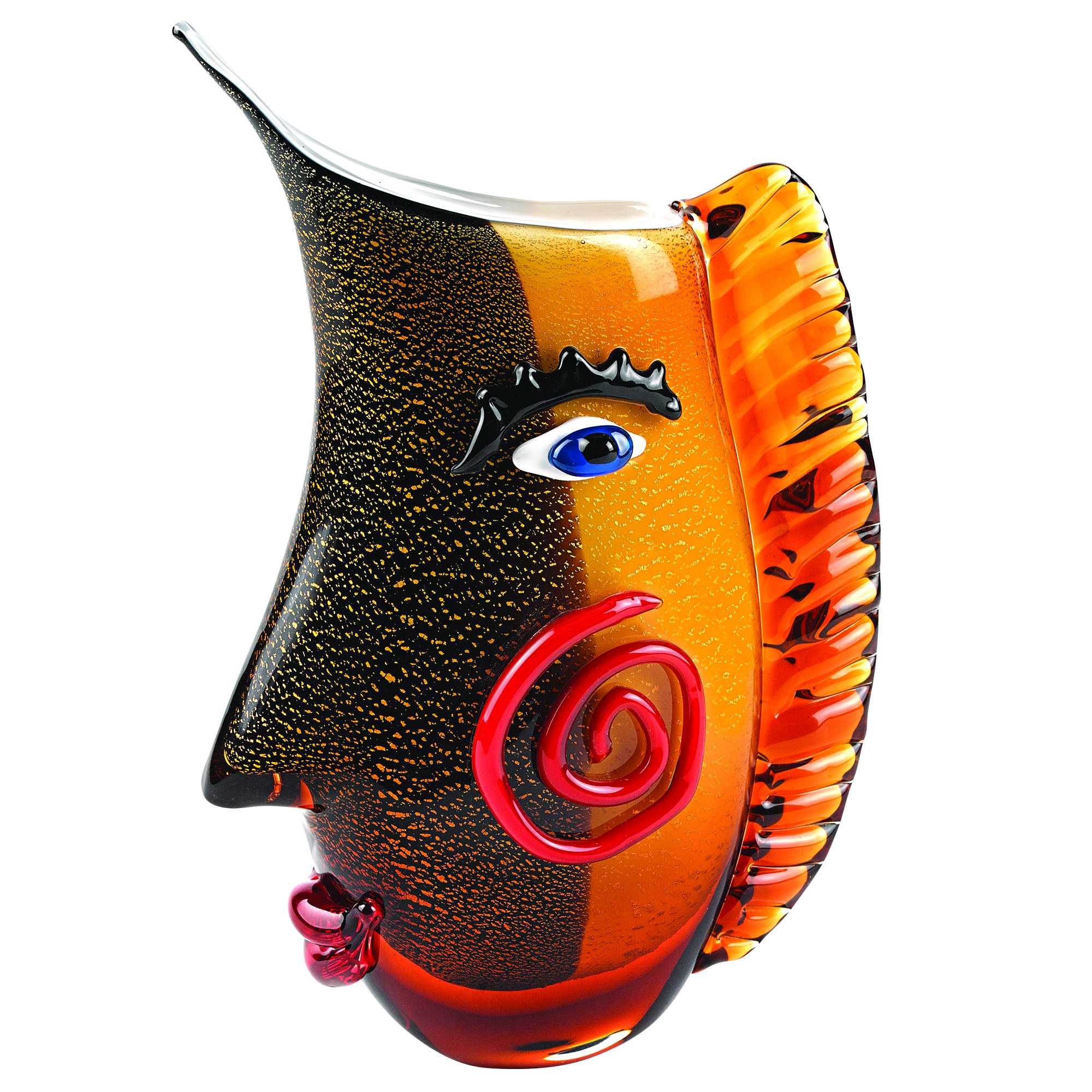9 Multi Color Art Glass Side Face Vase By Homeroots