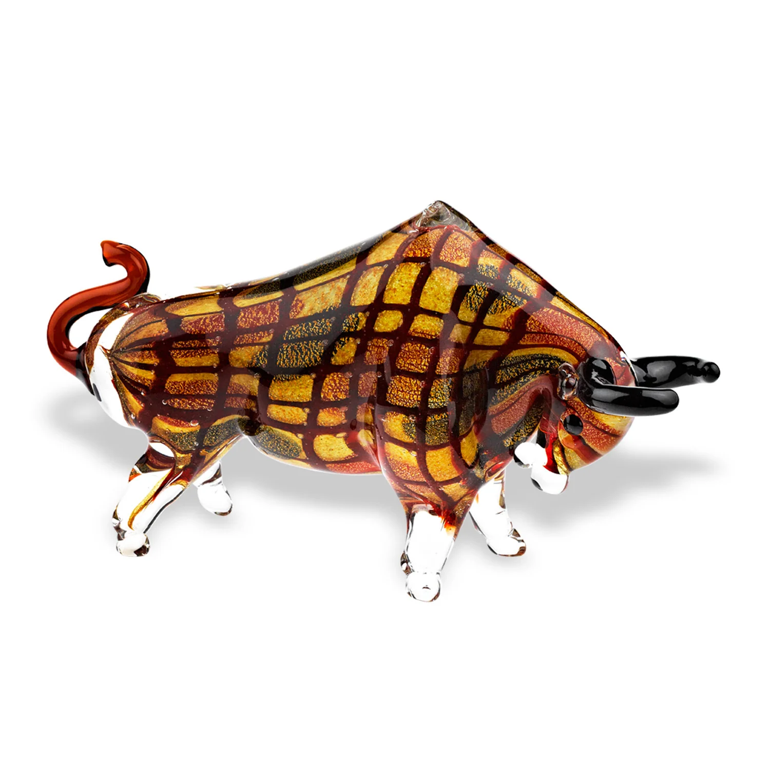9 MultiColor Large Bull Art Glass By Homeroots