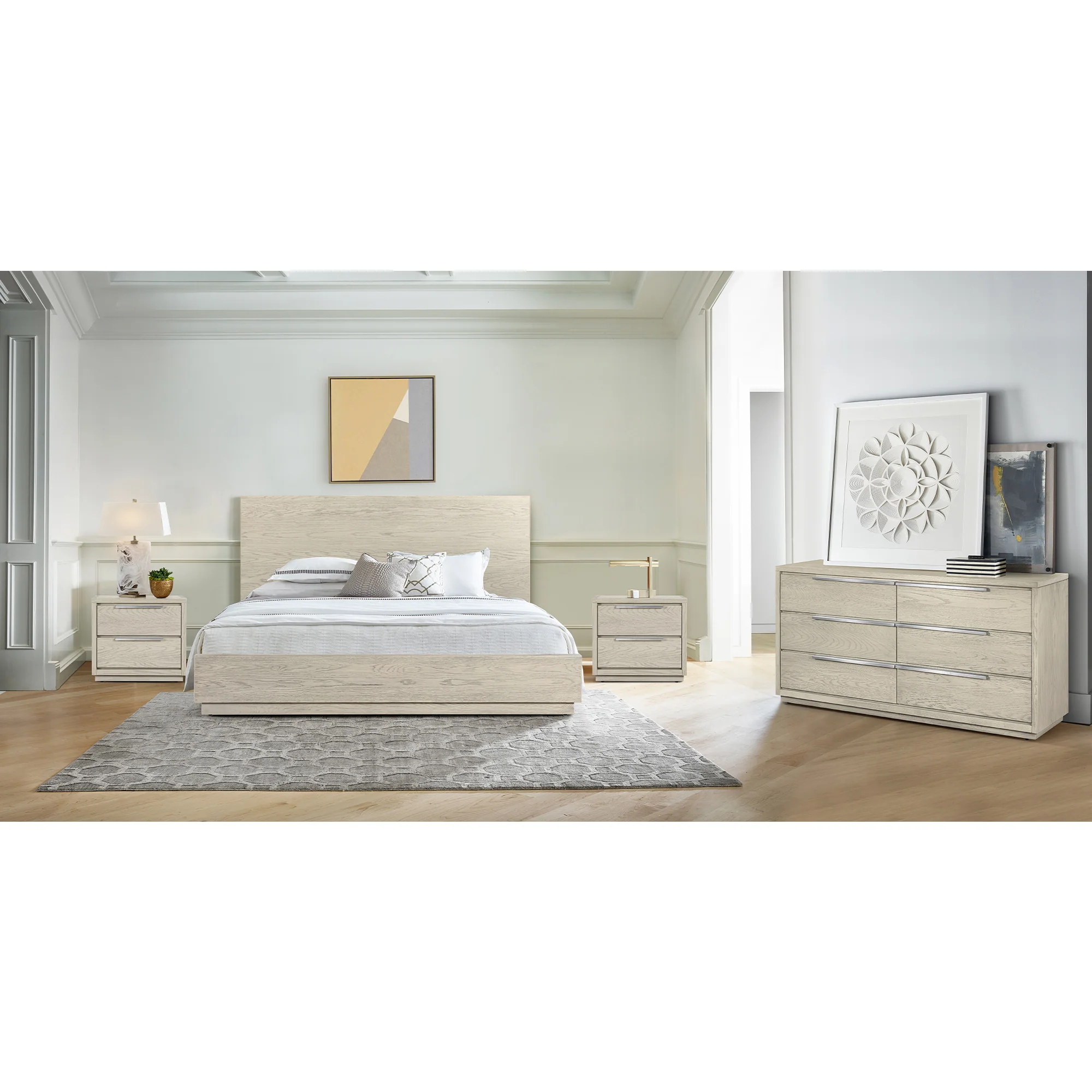 Abbey 2 Drawer Nightstand in Grey Oak Wood By Armen Living - Image 3