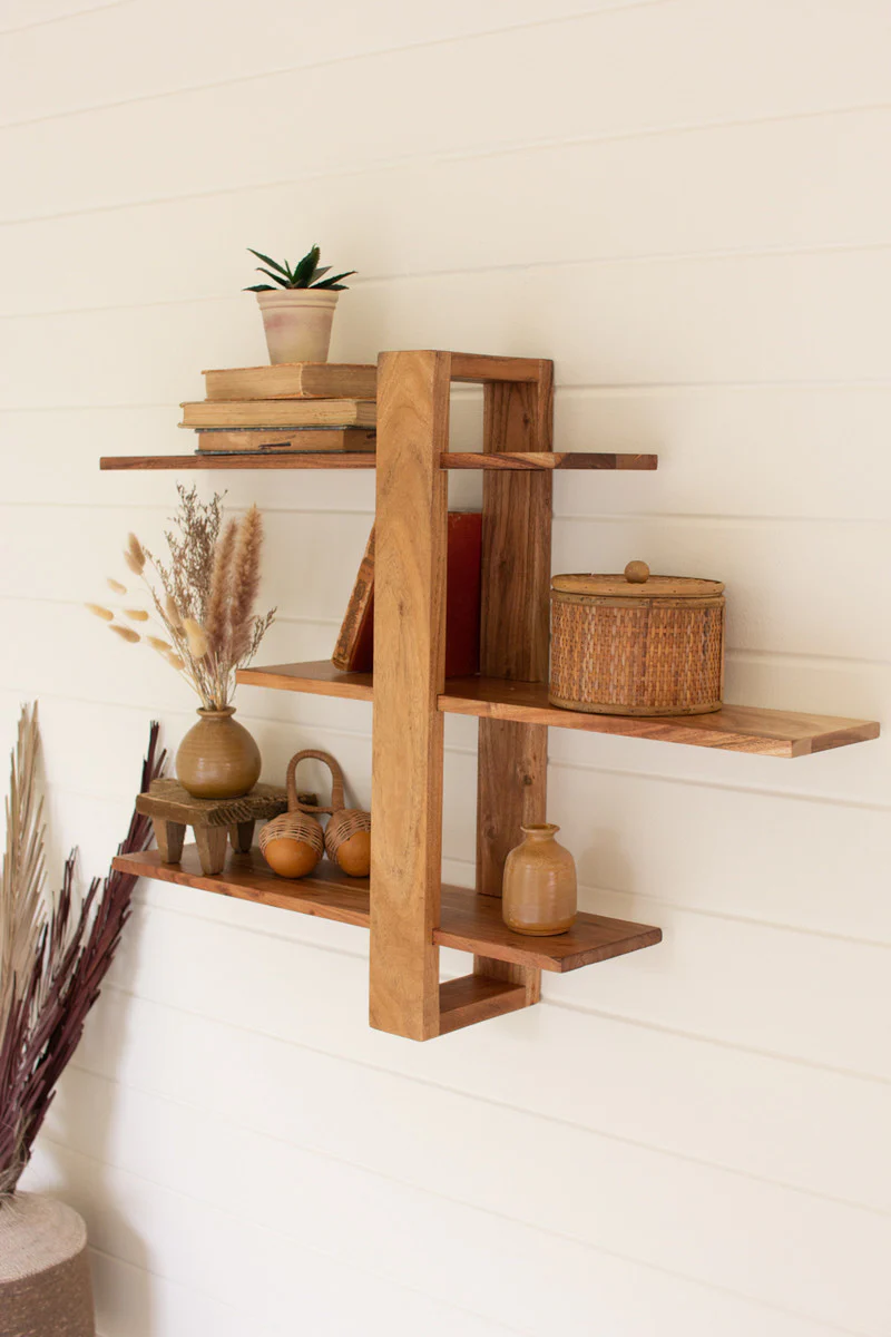 Acacia Wood Three Tiered Adjustable Shelf By Kalalou