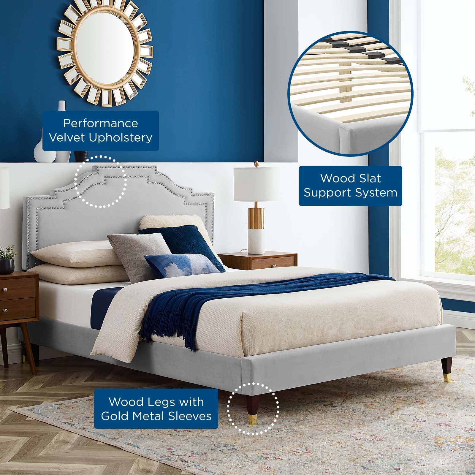 Adelaide Performance Velvet Queen Platform Bed By Modway - MOD-6581 - Image 33
