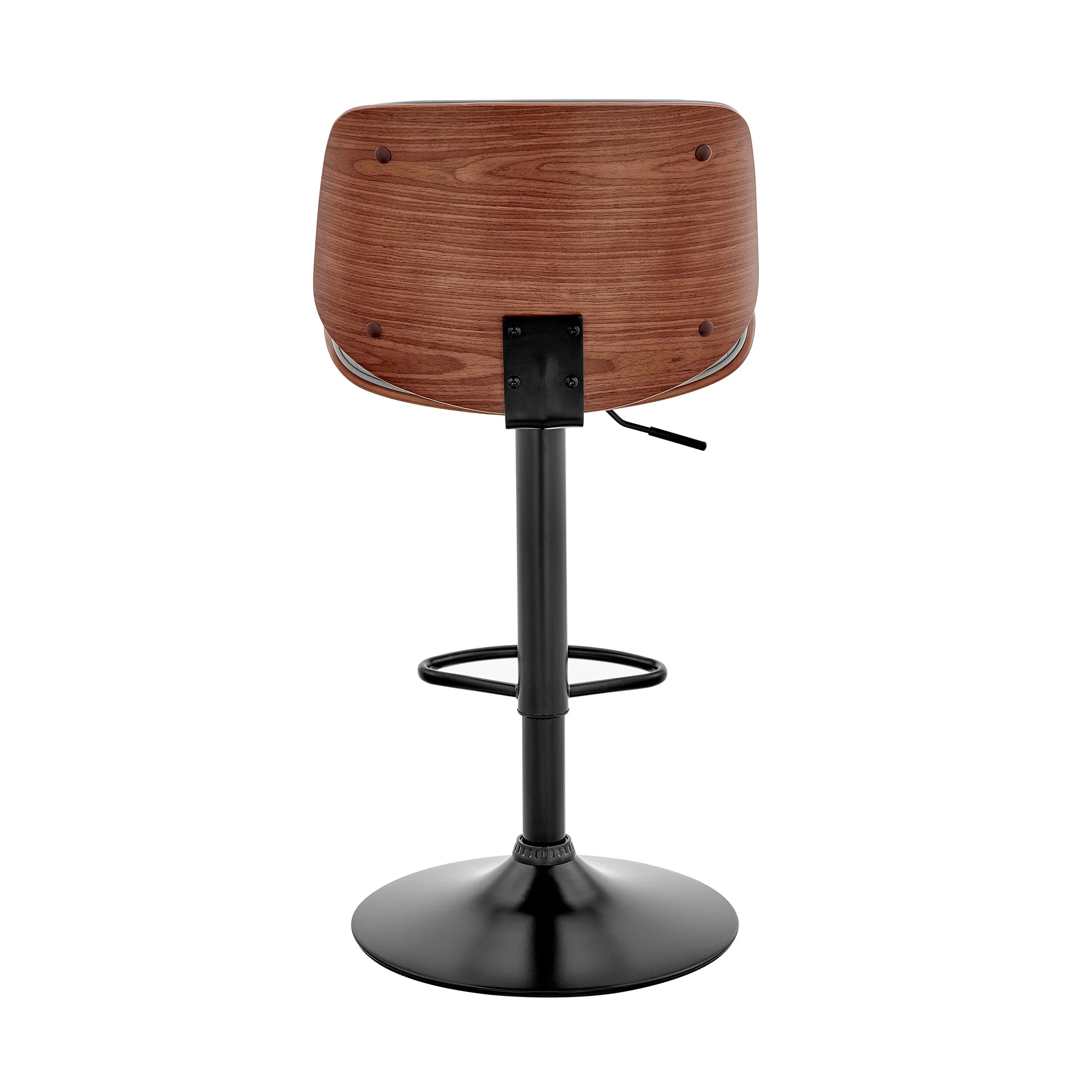 Adjustable Gray Faux Leather Black Steel and Walnut Bar Stool By Homeroots - Image 6