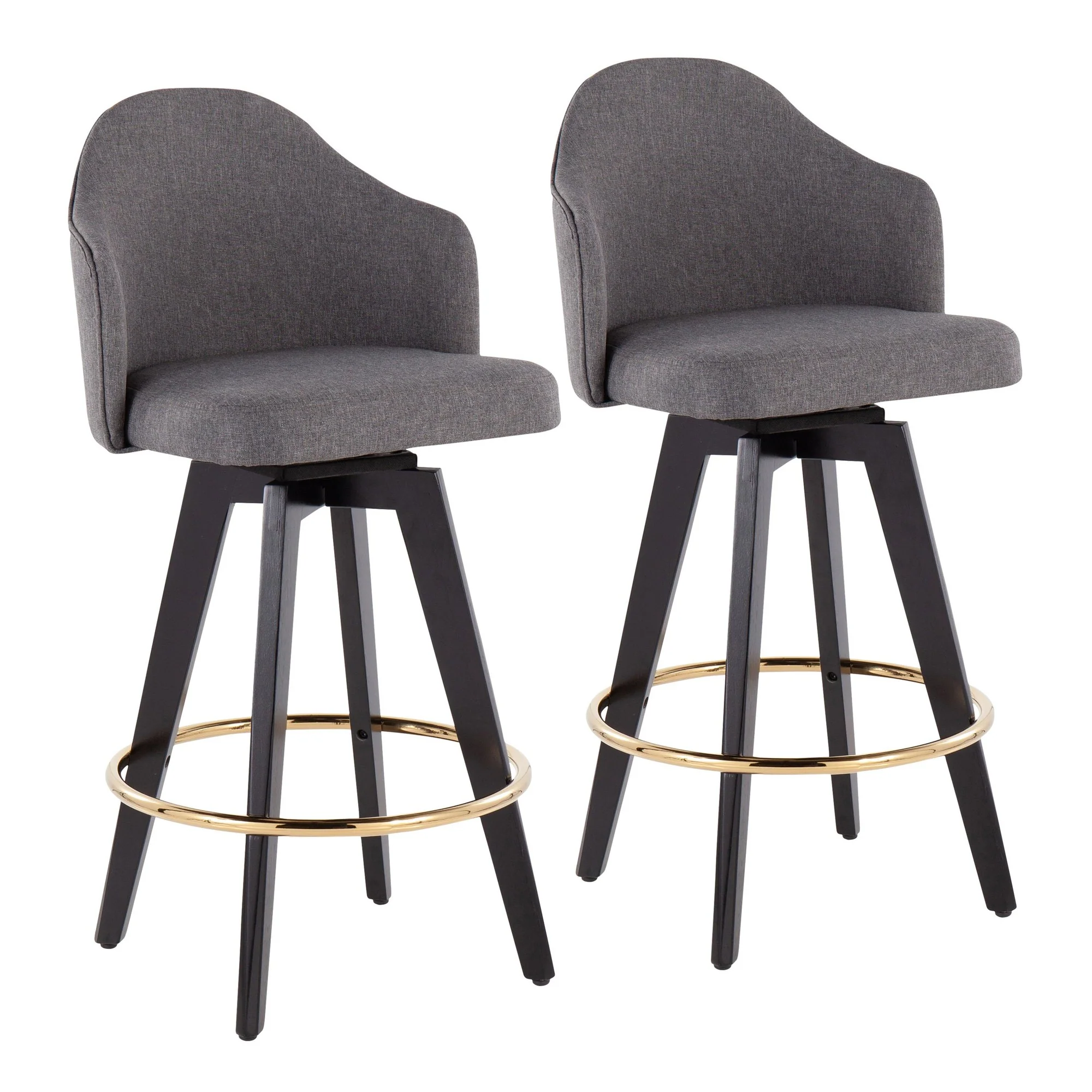 Ahoy 26" Counter Stool - Set of 2 Gray By LumiSource - B26-AHOYUP2-SWVG BKGY2