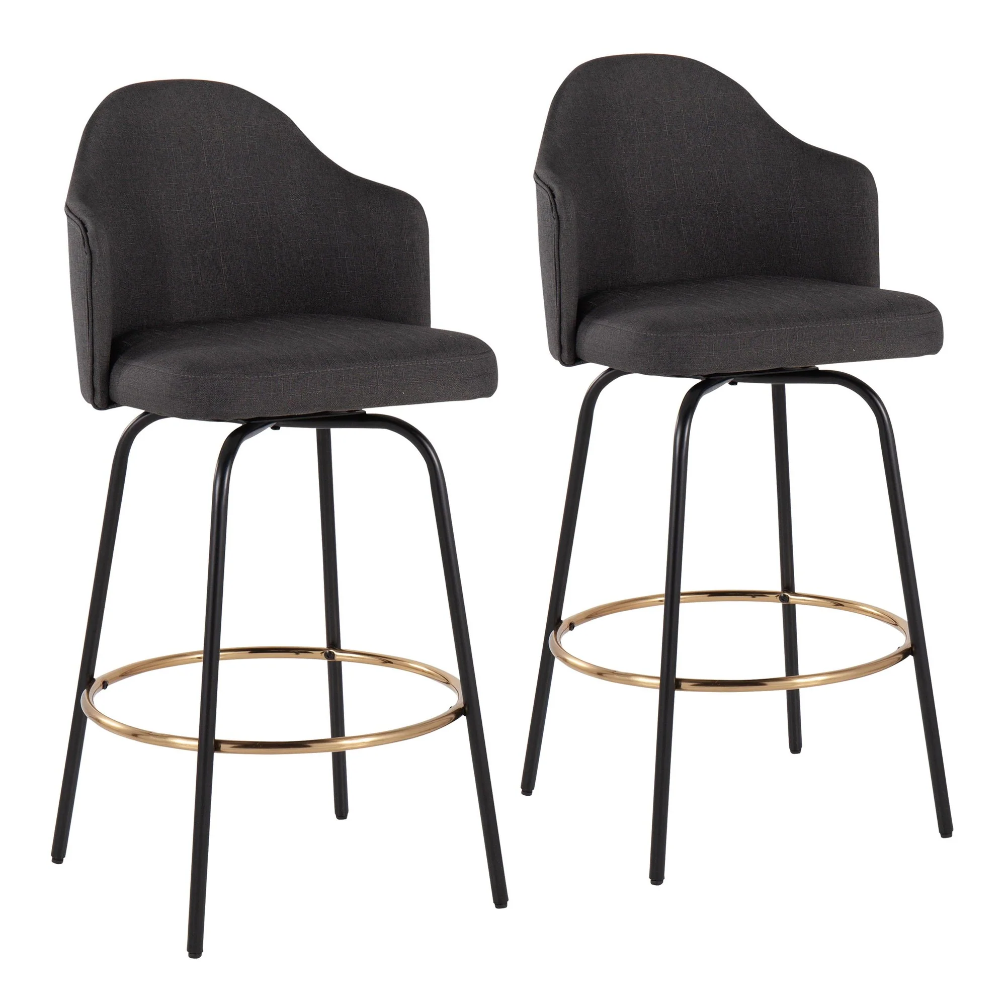 Ahoy Counter Stool - Set of 2 Gray By LumiSource - B26-AHOYUP CLAIREG2 BKCHAR2