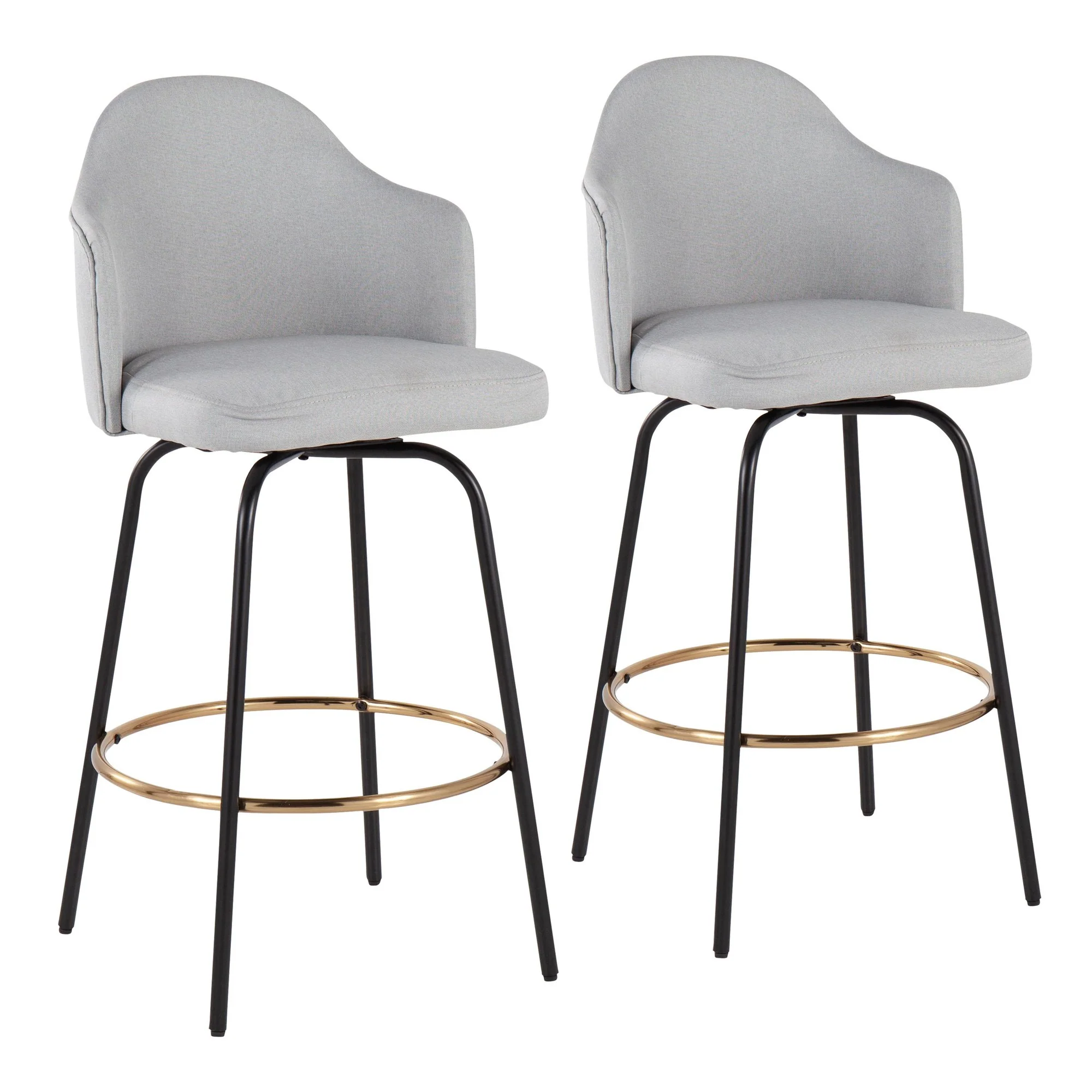 Ahoy Counter Stool - Set of 2 Gray By LumiSource - B26-AHOYUP CLAIREG2 BKLGY2