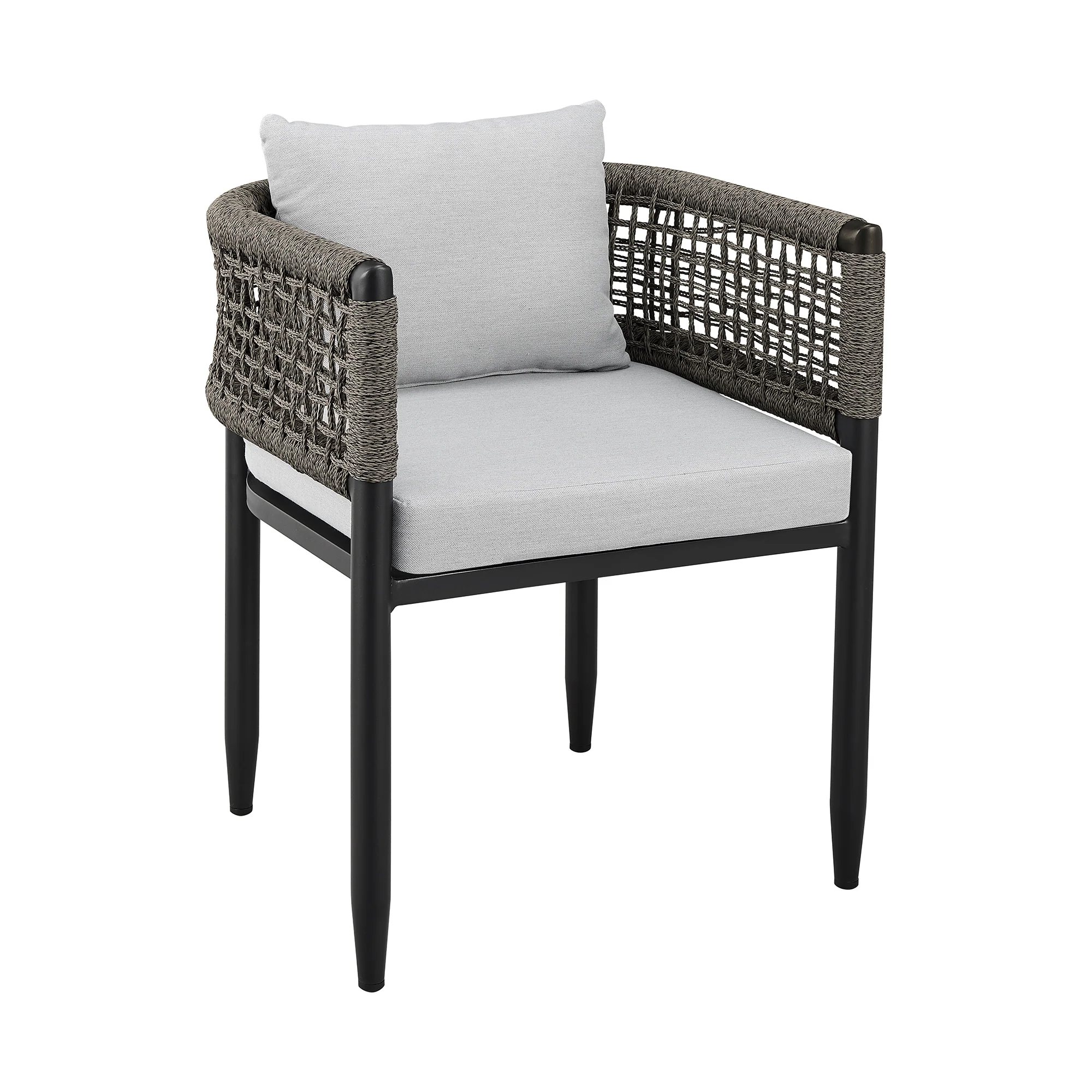 Alegria Outdoor Patio 5-Piece Dining Table Set in Aluminum with Gray Rope and Cushions By Armen Living - Image 3