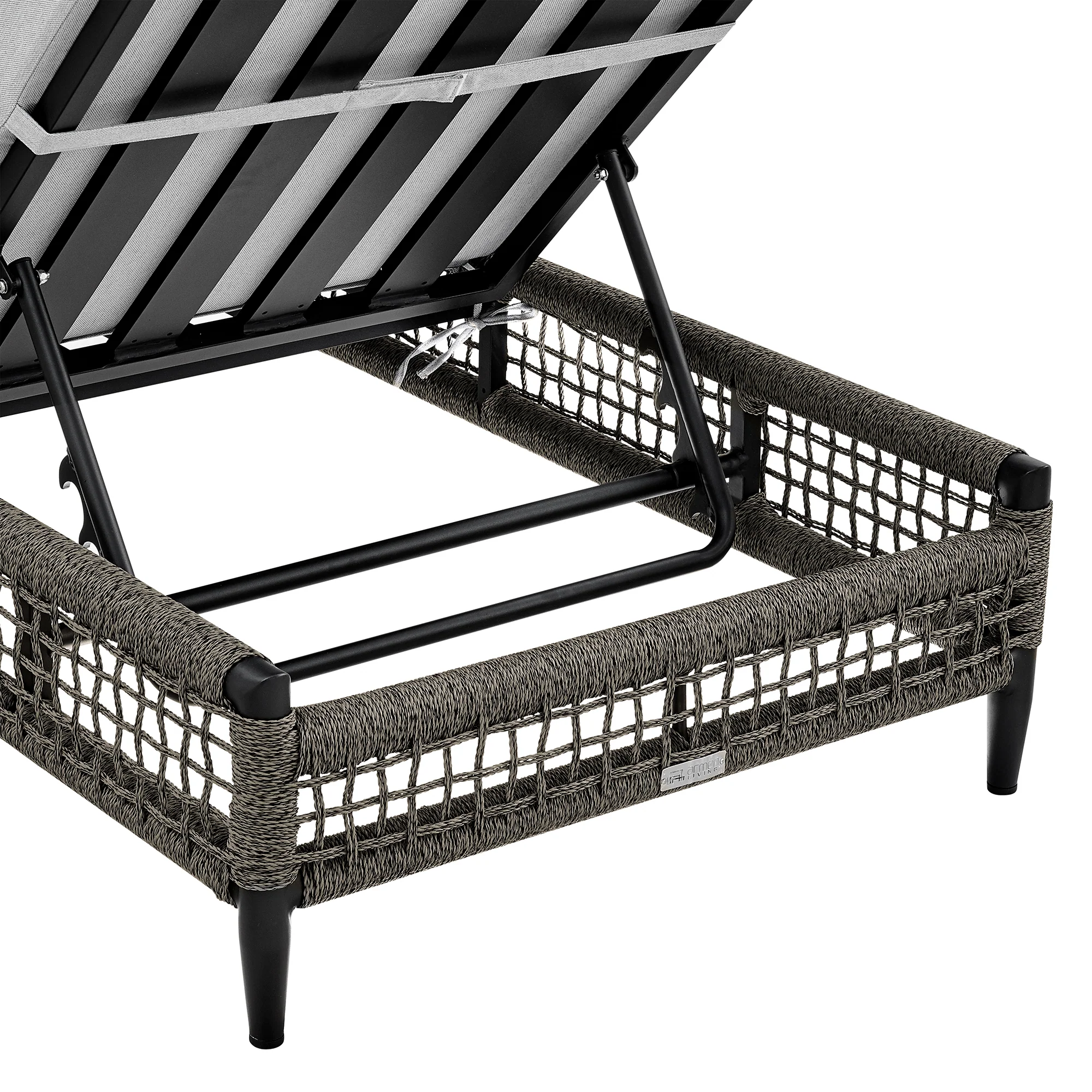 Alegria Outdoor Patio Adjustable Chaise Lounge Chair in Aluminum with Gray Rope and Cushions By Armen Living - Image 11