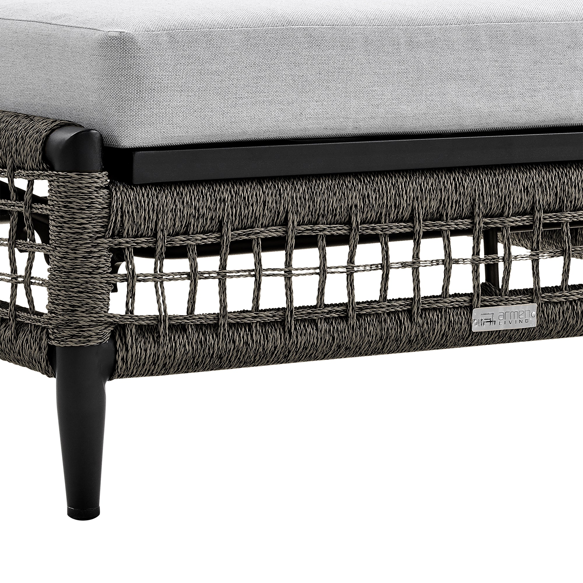 Alegria Outdoor Patio Adjustable Chaise Lounge Chair in Aluminum with Gray Rope and Cushions By Armen Living - Image 8