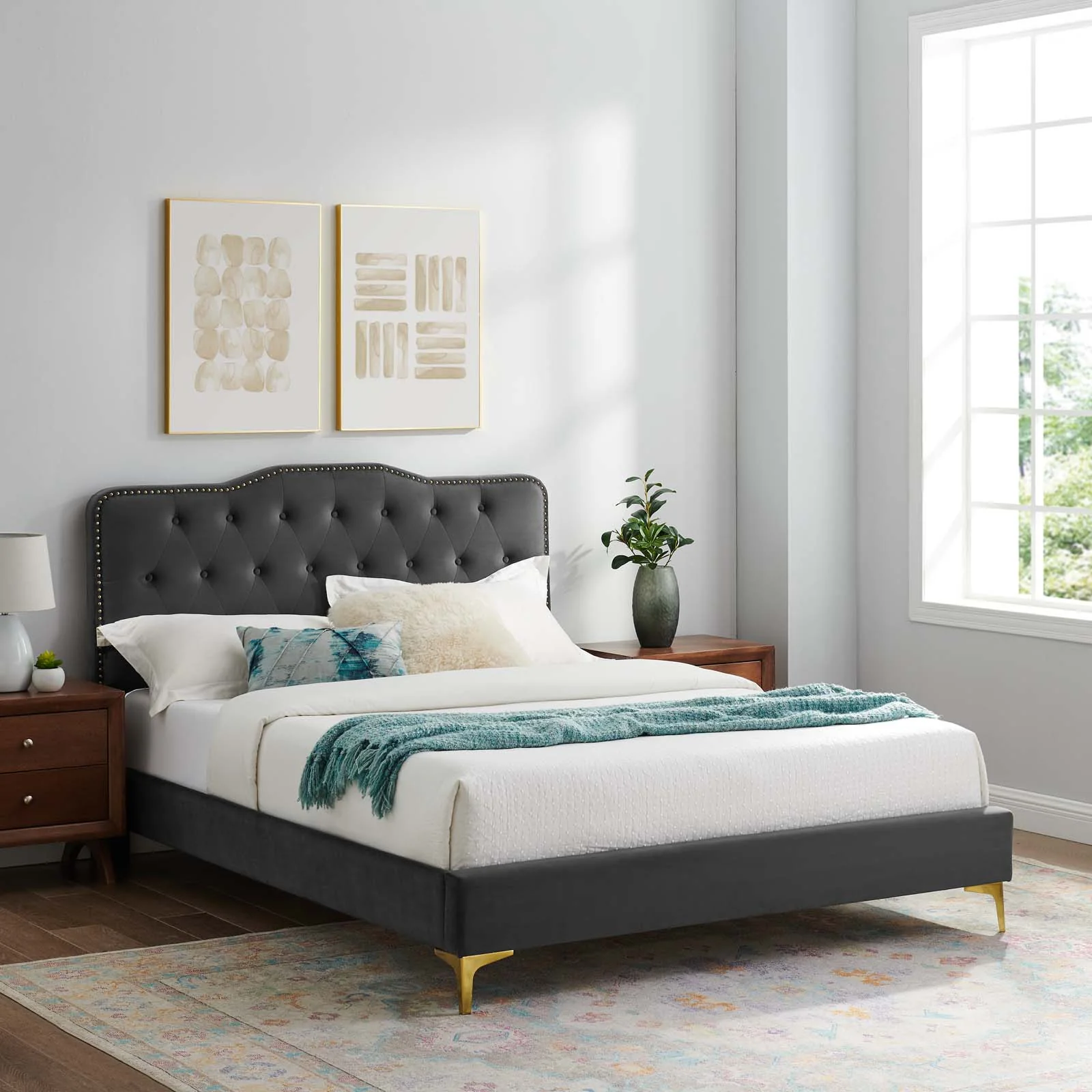 Amber Performance Velvet Queen Platform Bed By Modway - MOD-6775 - Image 8