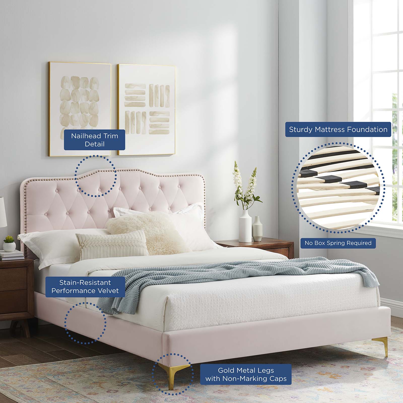Amber Performance Velvet Queen Platform Bed By Modway - MOD-6775 - Image 82