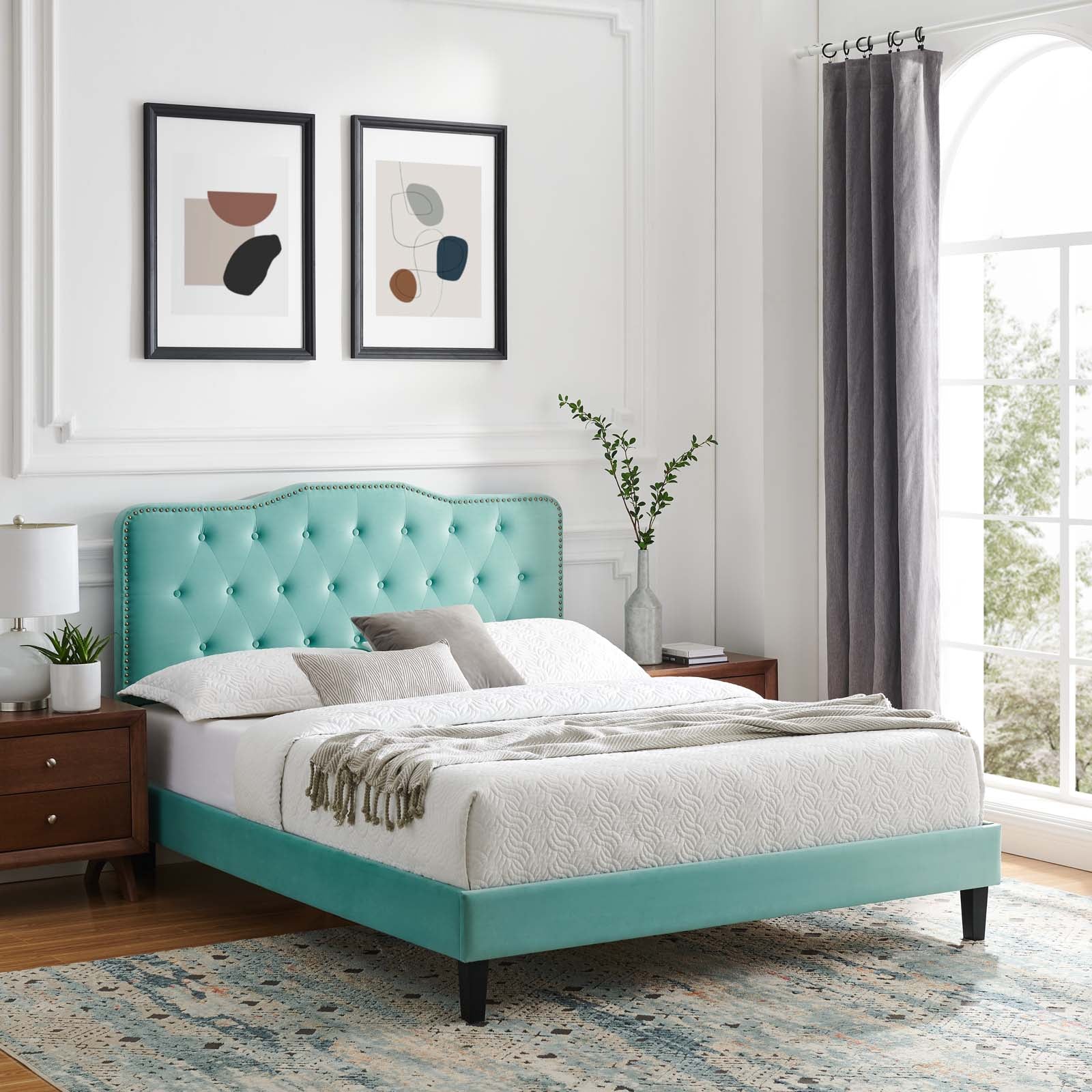 Amber Performance Velvet Queen Platform Bed By Modway - MOD-6777 - Image 48