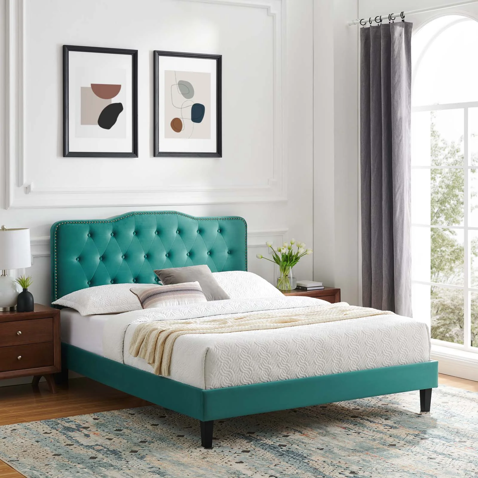 Amber Performance Velvet Queen Platform Bed By Modway - MOD-6777 - Image 90