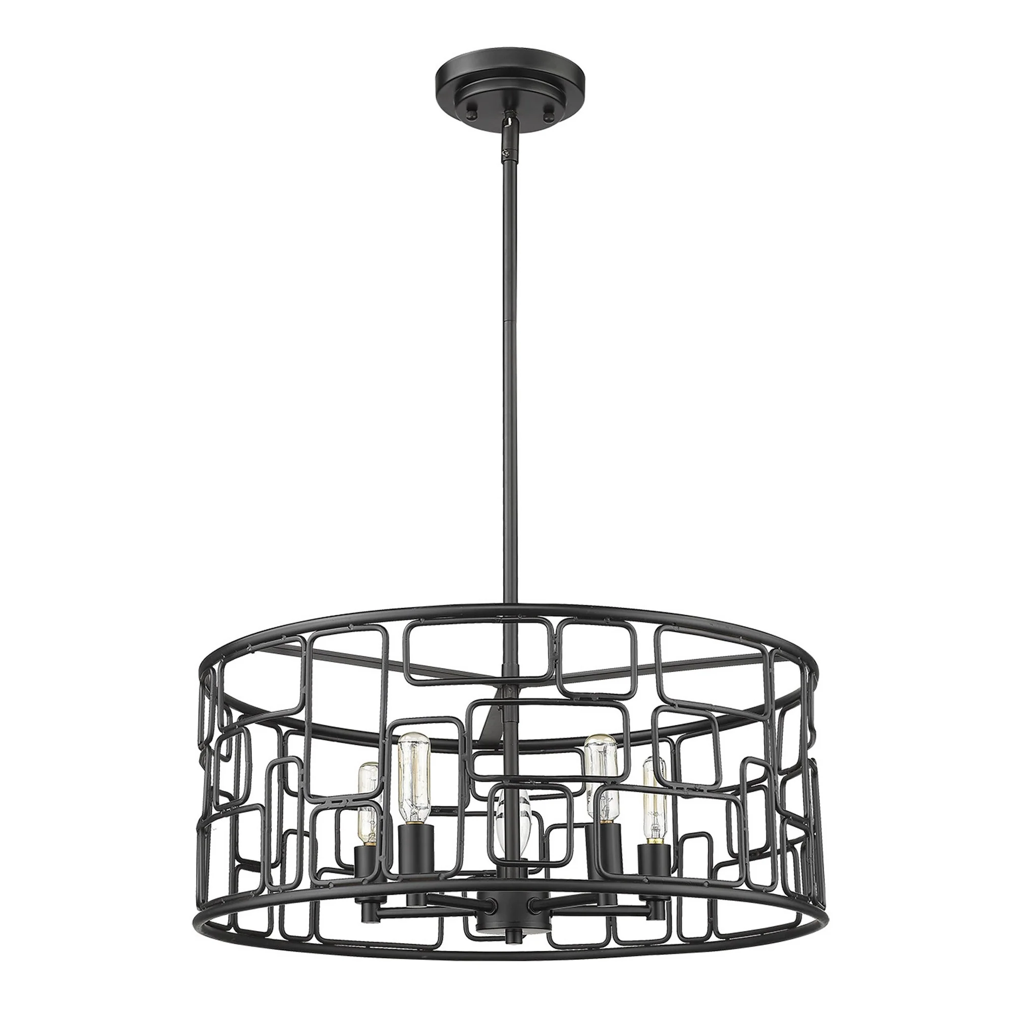 Amoret 5-Light Matte Black Convertible Pendant By Homeroots