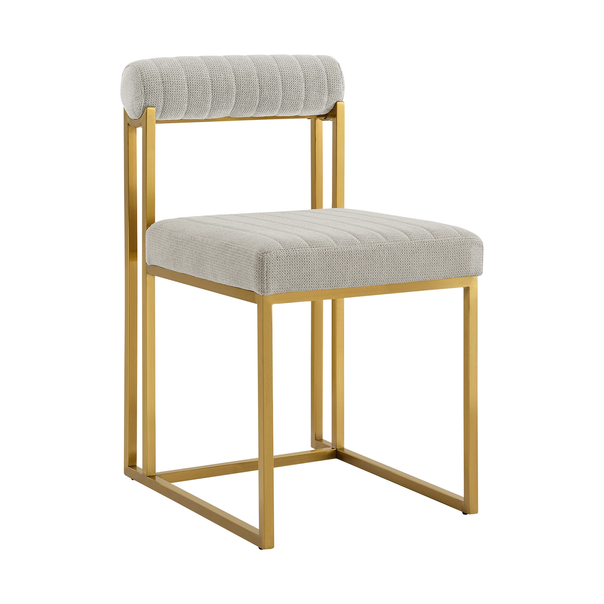 Anastasia Dining Chair with Gold Brushed Stainless Steel and Taupe Fabric - Set of 2 By Armen Living - Image 4