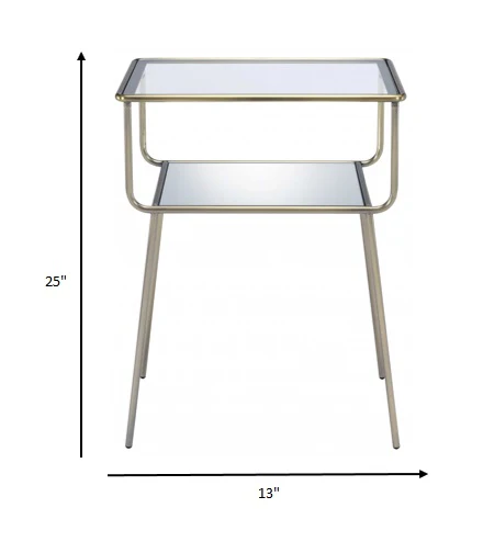 Antique Brass End Table By Homeroots - Image 6