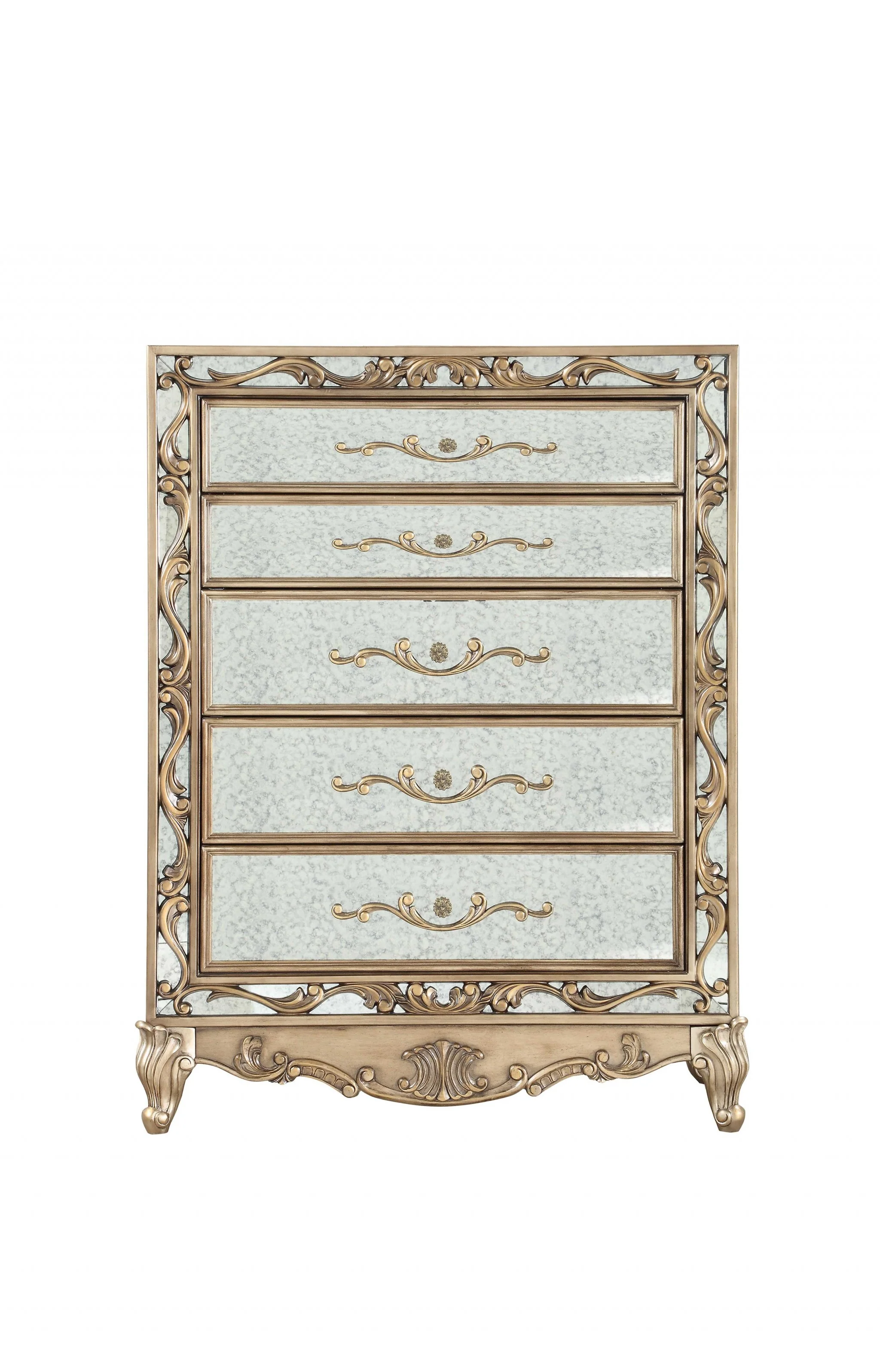 Antique Gold Wood Mirror Chest By Homeroots