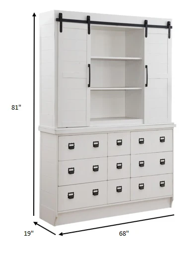 Antique White Hutch And Buffet By Homeroots - Image 2