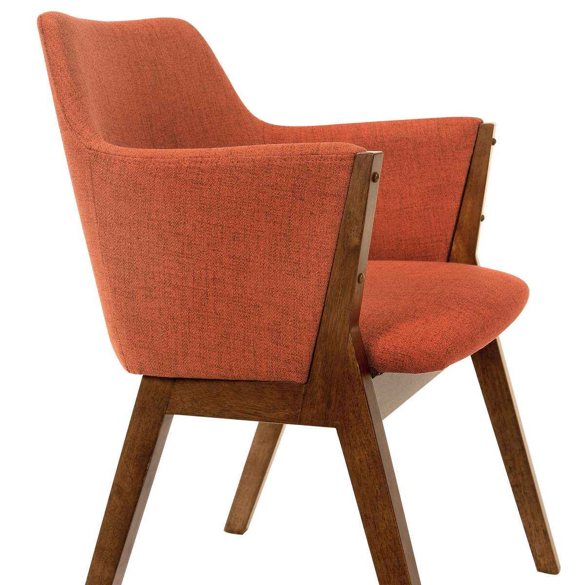 Arcadia and Renzo 42" Round Orange and Walnut Wood 5 Piece Dining Set By Armen Living - Image 5