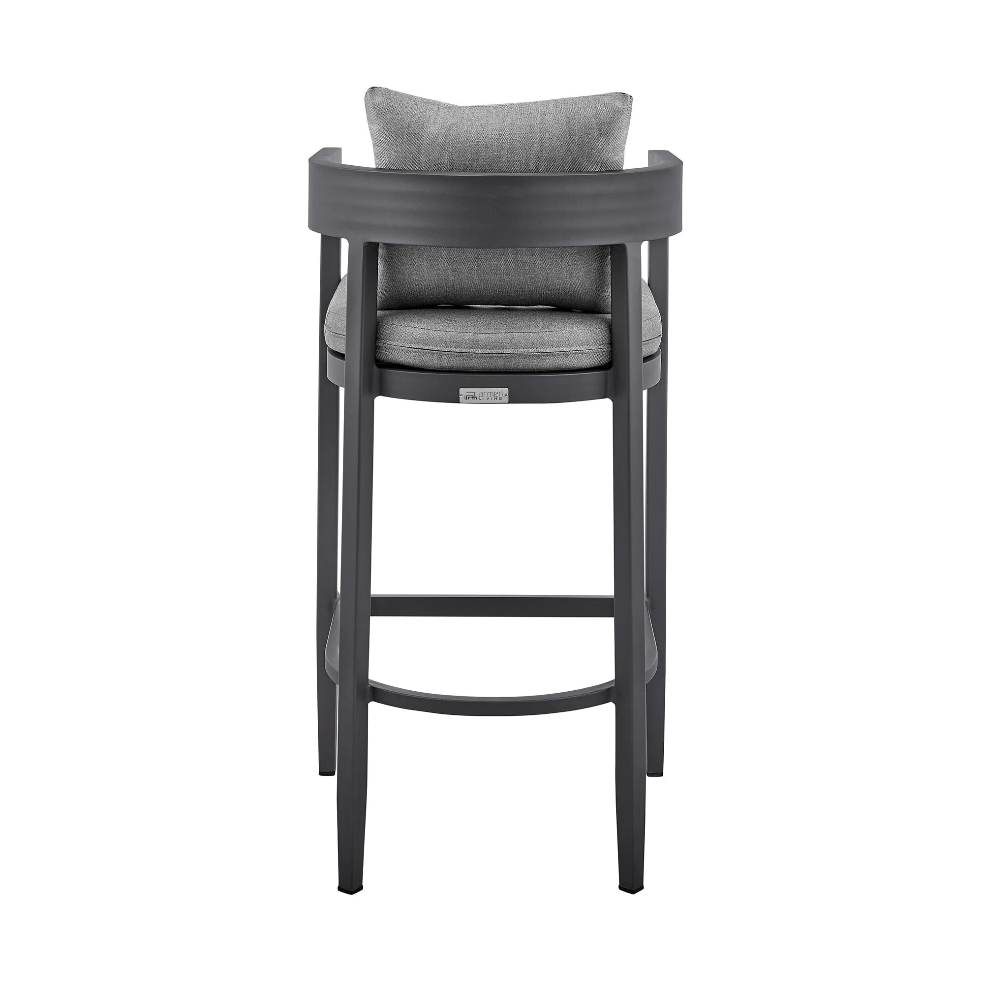 Argiope Outdoor Patio Bar Stool in Aluminum with Grey Cushions By Armen Living - Image 7