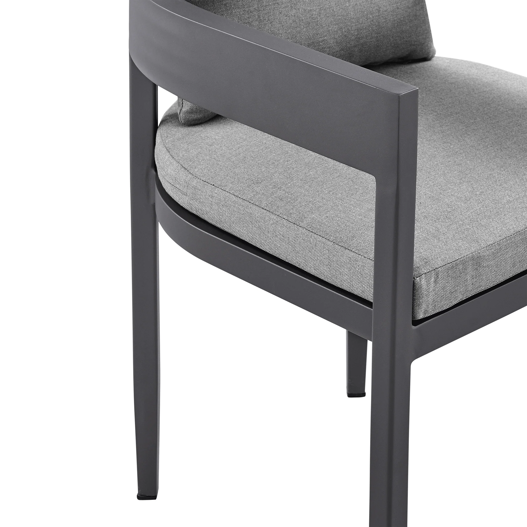 Argiope Outdoor Patio Dining Chairs in Aluminum with Grey Cushions - Set of 2 By Armen Living - Image 11