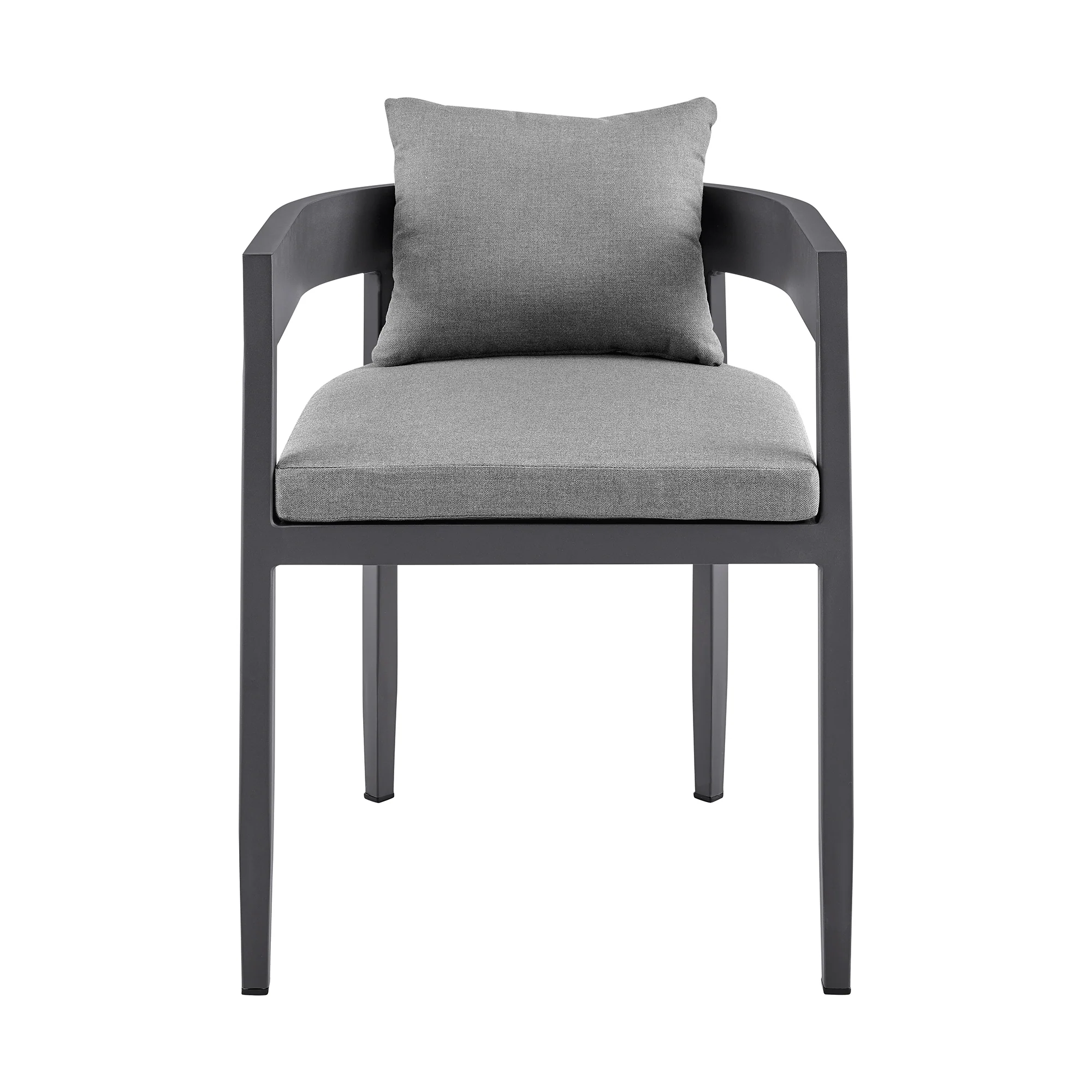 Argiope Outdoor Patio Dining Chairs in Aluminum with Grey Cushions - Set of 2 By Armen Living - Image 5