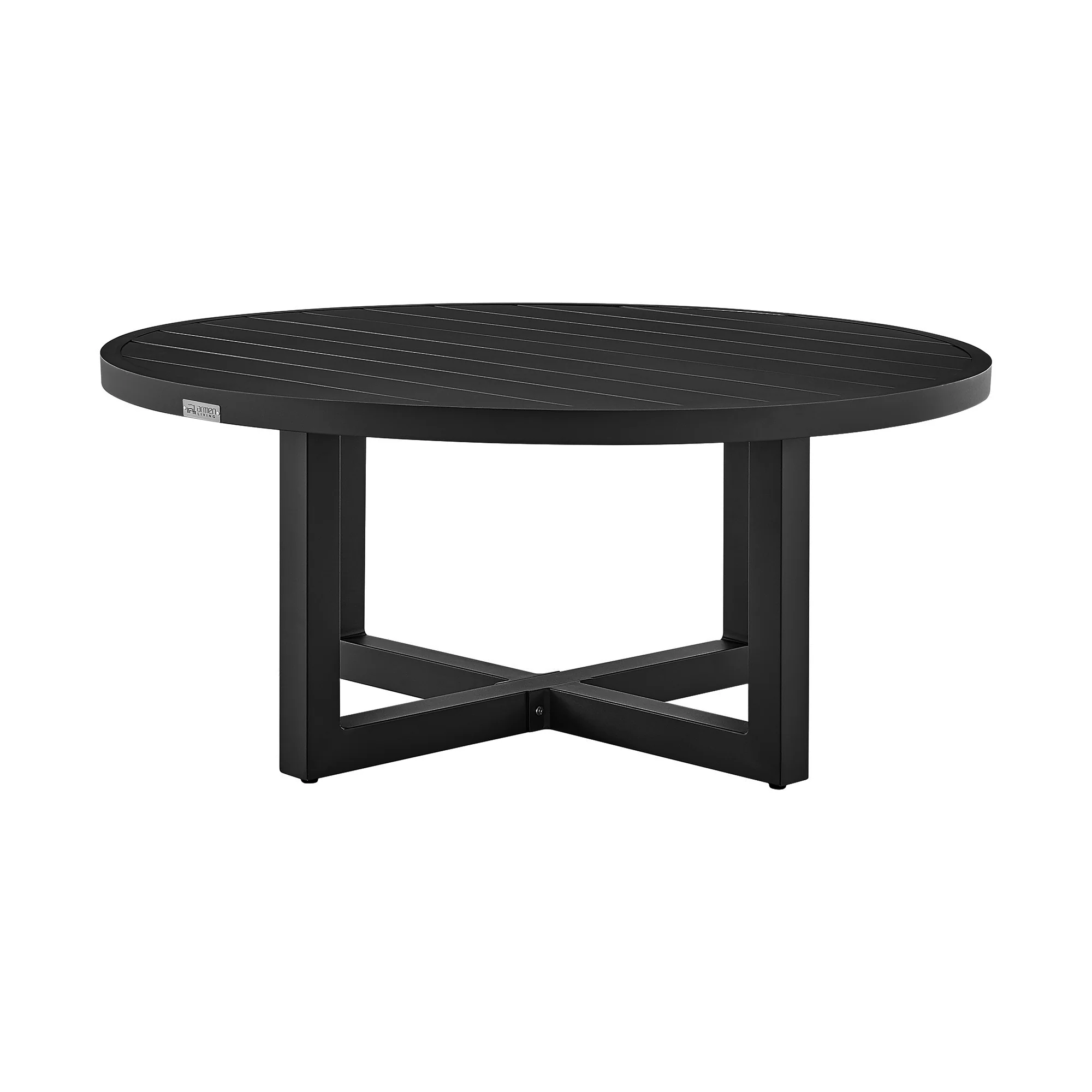 Argiope Outdoor Patio Round Coffee Table in Black Aluminum  By Armen Living - Image 2