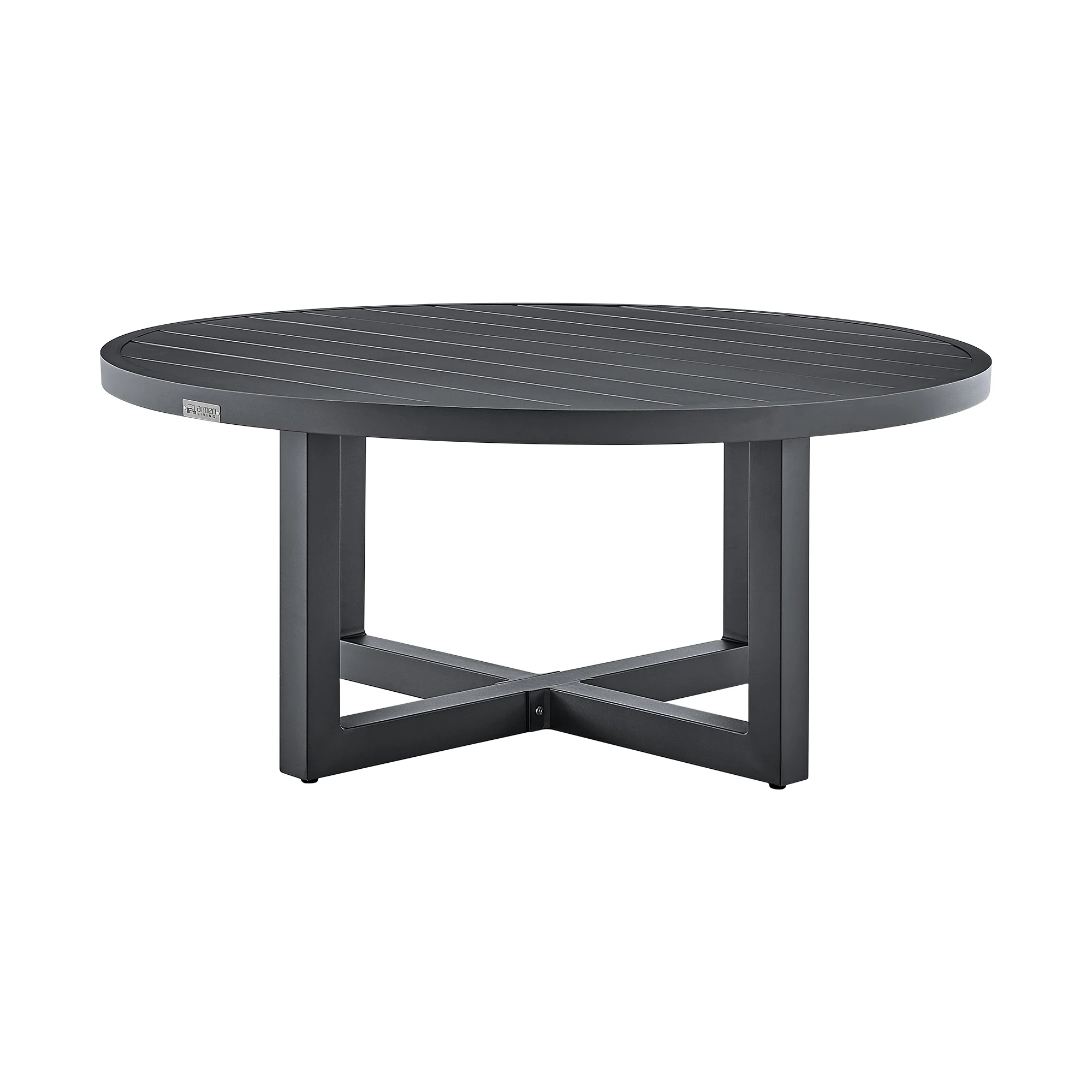 Argiope Outdoor Patio Round Coffee Table in Black Aluminum  By Armen Living - Image 9