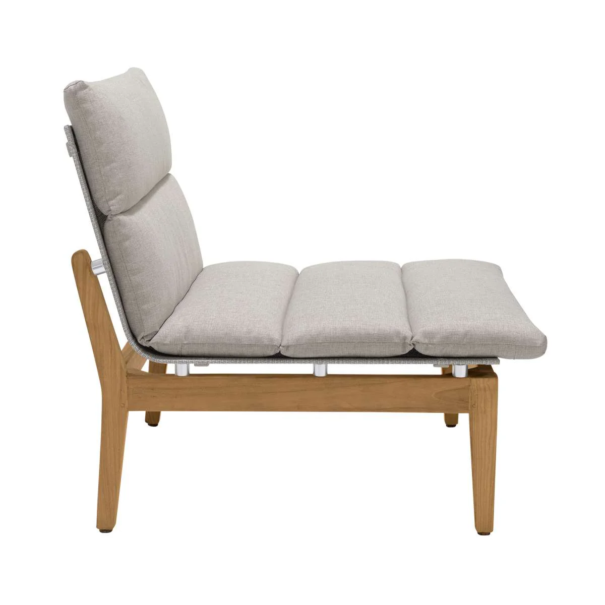 Arno Outdoor Modular Teak Wood Lounge Chair with Charcoal Olefin By Armen Living - Image 4
