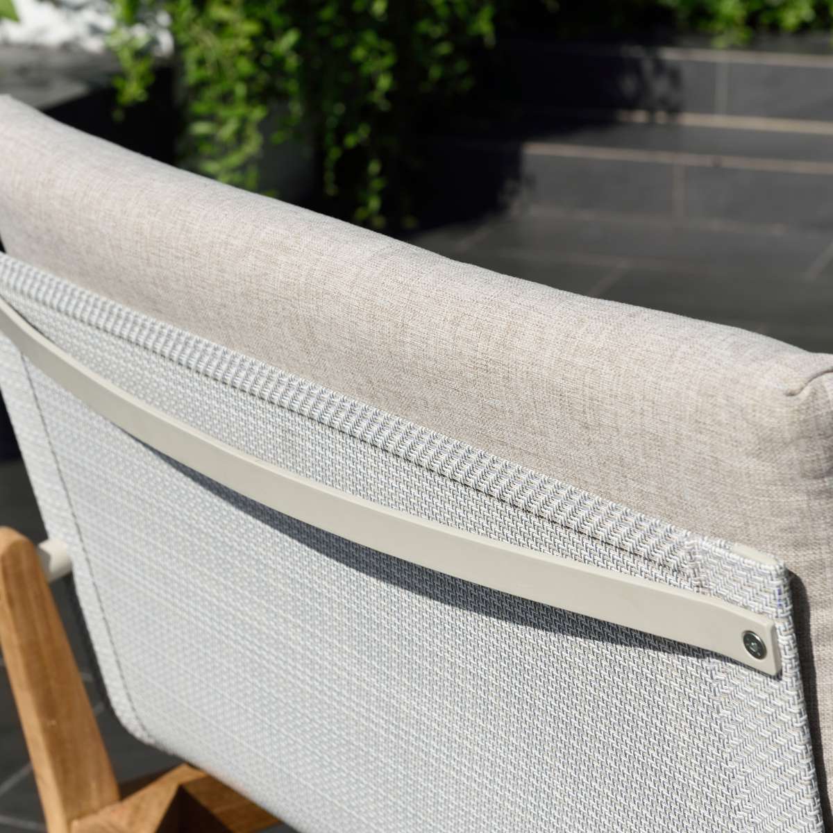Arno Outdoor Modular Teak Wood Lounge Chair with Charcoal Olefin By Armen Living - Image 9
